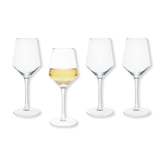 Clear 14 oz Modern Glass White Wine Glasses Set of 4