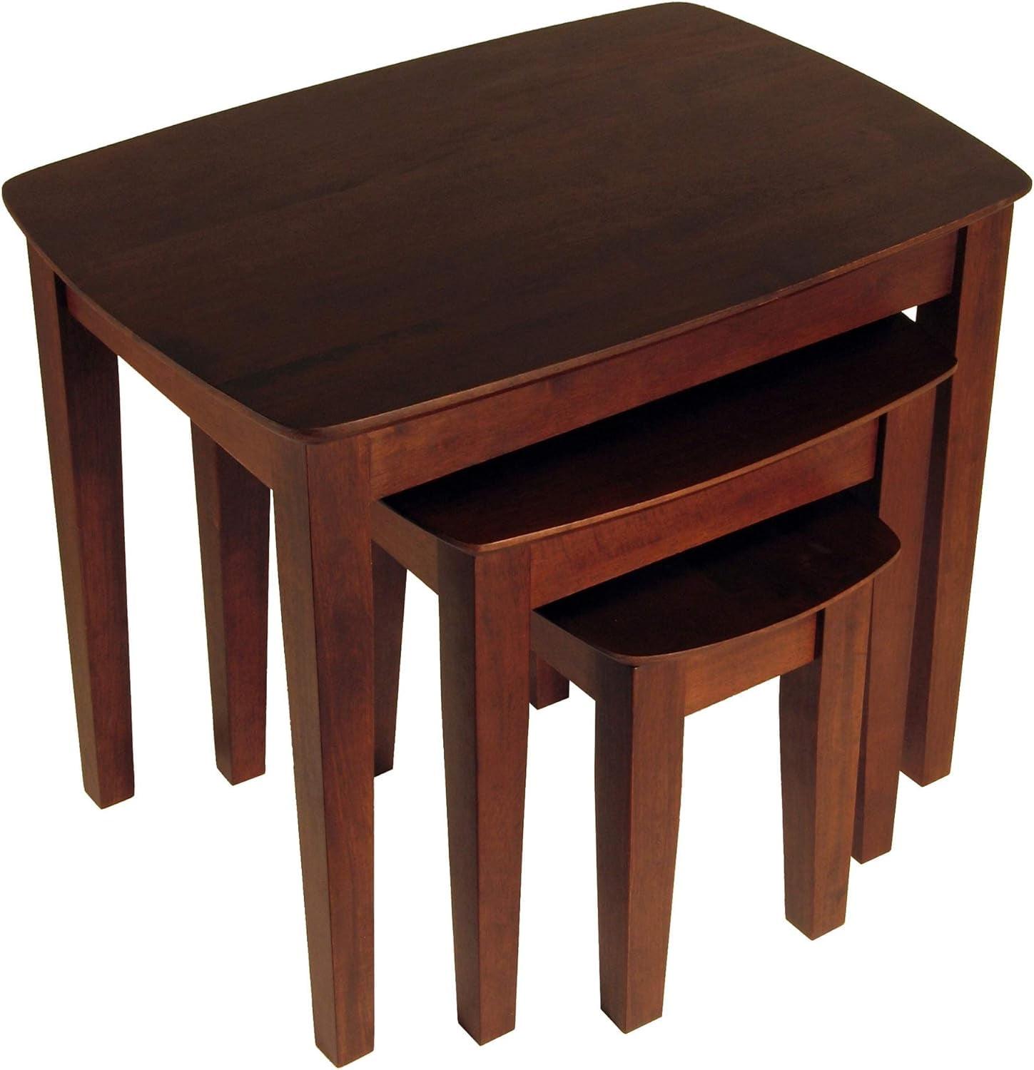 Transitional Bradley 3-Piece Walnut & Stone Nesting Table Set