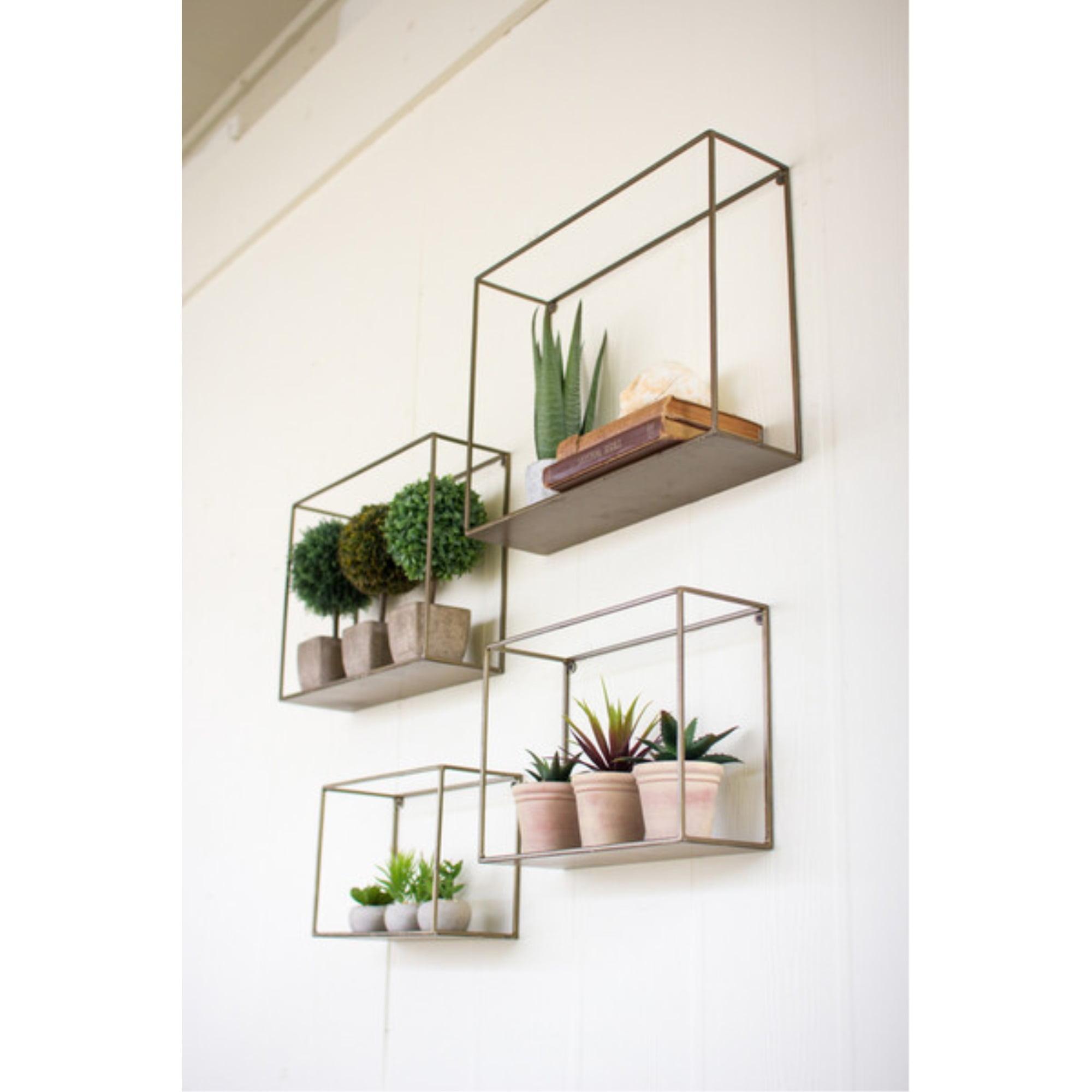 Set of Four Black Metal Wall Shelves