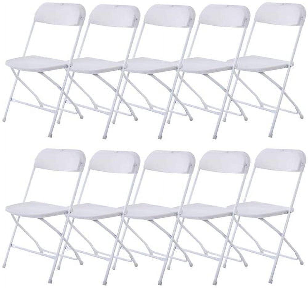 COVERONICS 10 Pack Plastic Folding Chair, Portable Steel Frame Party Chairs Seating, Indoor/Outdoor Stackable Commercial Chair for Home, Office, Weddings & Events, 550lbs Weight Capacity, White