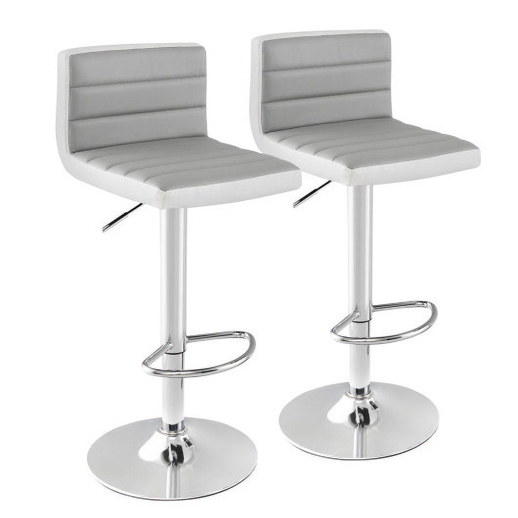 Costway Set of 2 Bar Stools Adjustable Barstool PU Leather Swivel Pub Chairs Armless