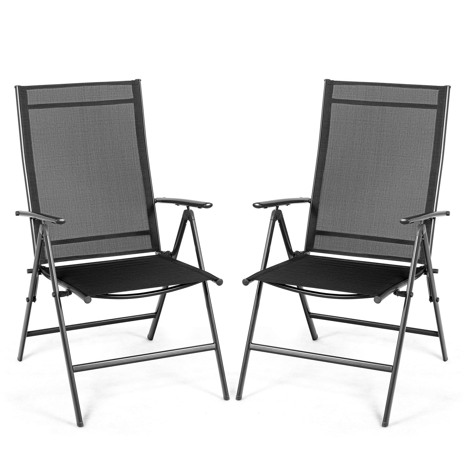 Costway Set of 2 Patio Folding Chair Recliner Adjustable  Black