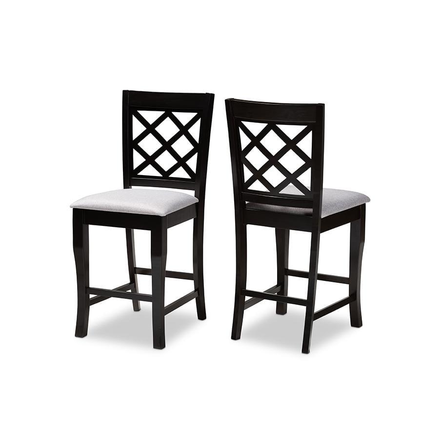 Set of 2 Alora Upholstered Wood Counter Height Barstools - Baxton Studio