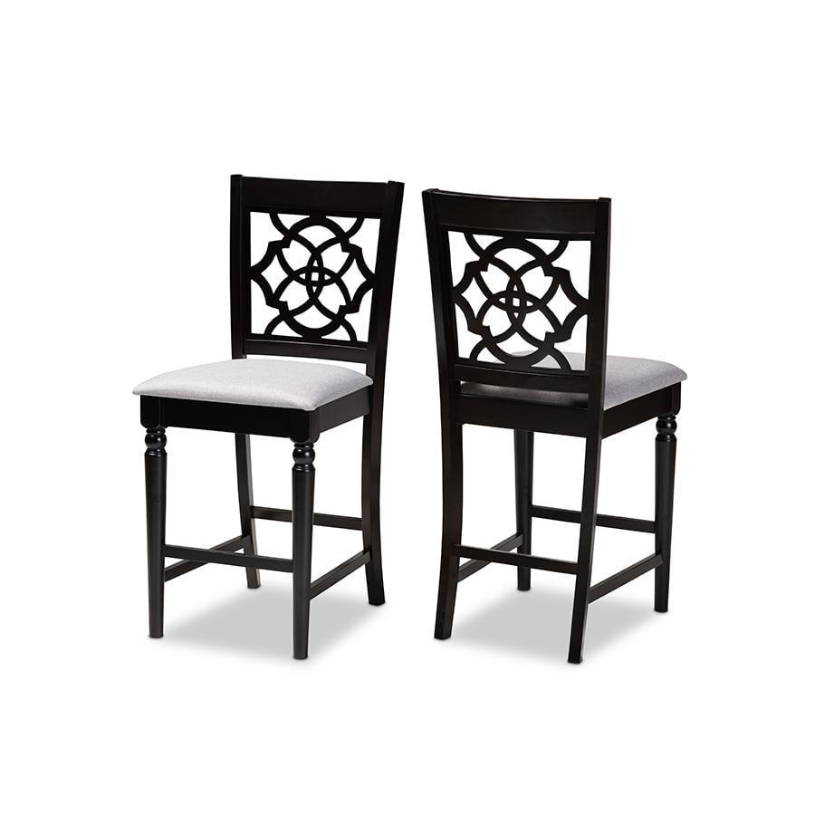 Baxton Studio Set of 2 Arden Upholstered Wood Counter Height Barstools: Espresso Finish, Polyurethane