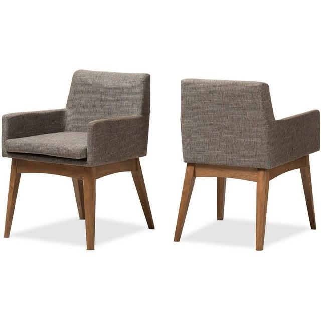 Set of 2 Nexus Mid Century Modern Walnut Dining Armchair with Cushion - Baxton Studio