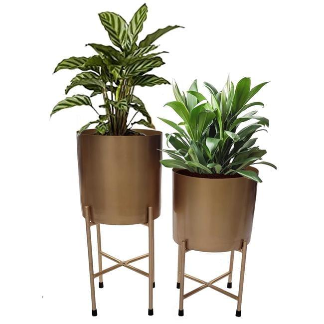 CosmoLiving by Cosmopolitan 2 - Piece Metal Dome Indoor Outdoor Planter with Removable Stand Set