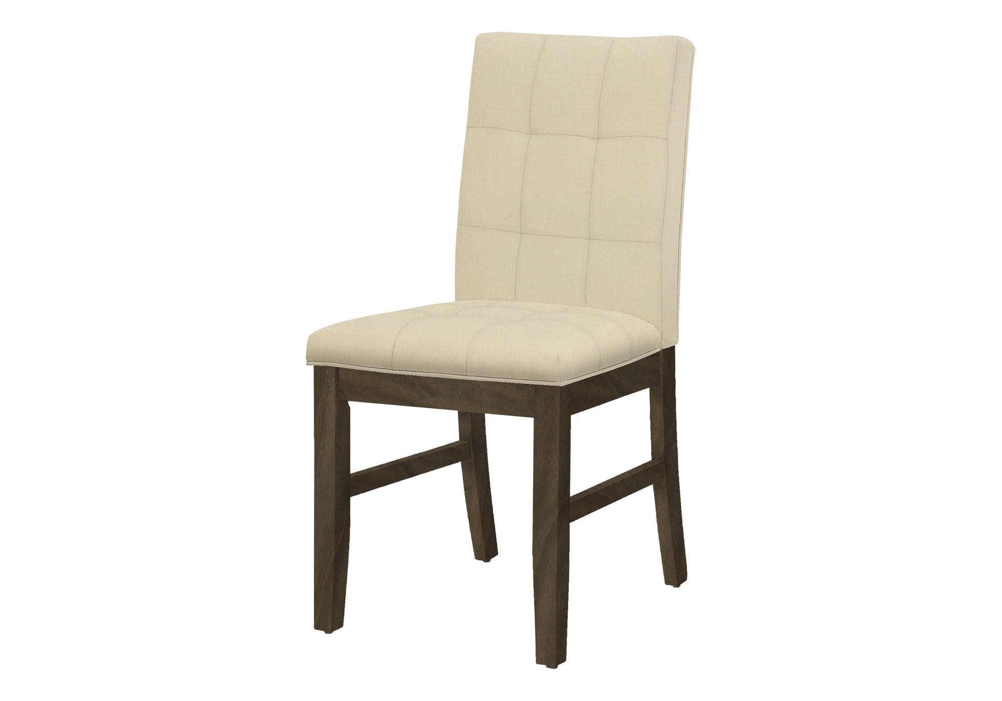 Set of 2 Cream Upholstered Side Chairs with Gray Wood Frame