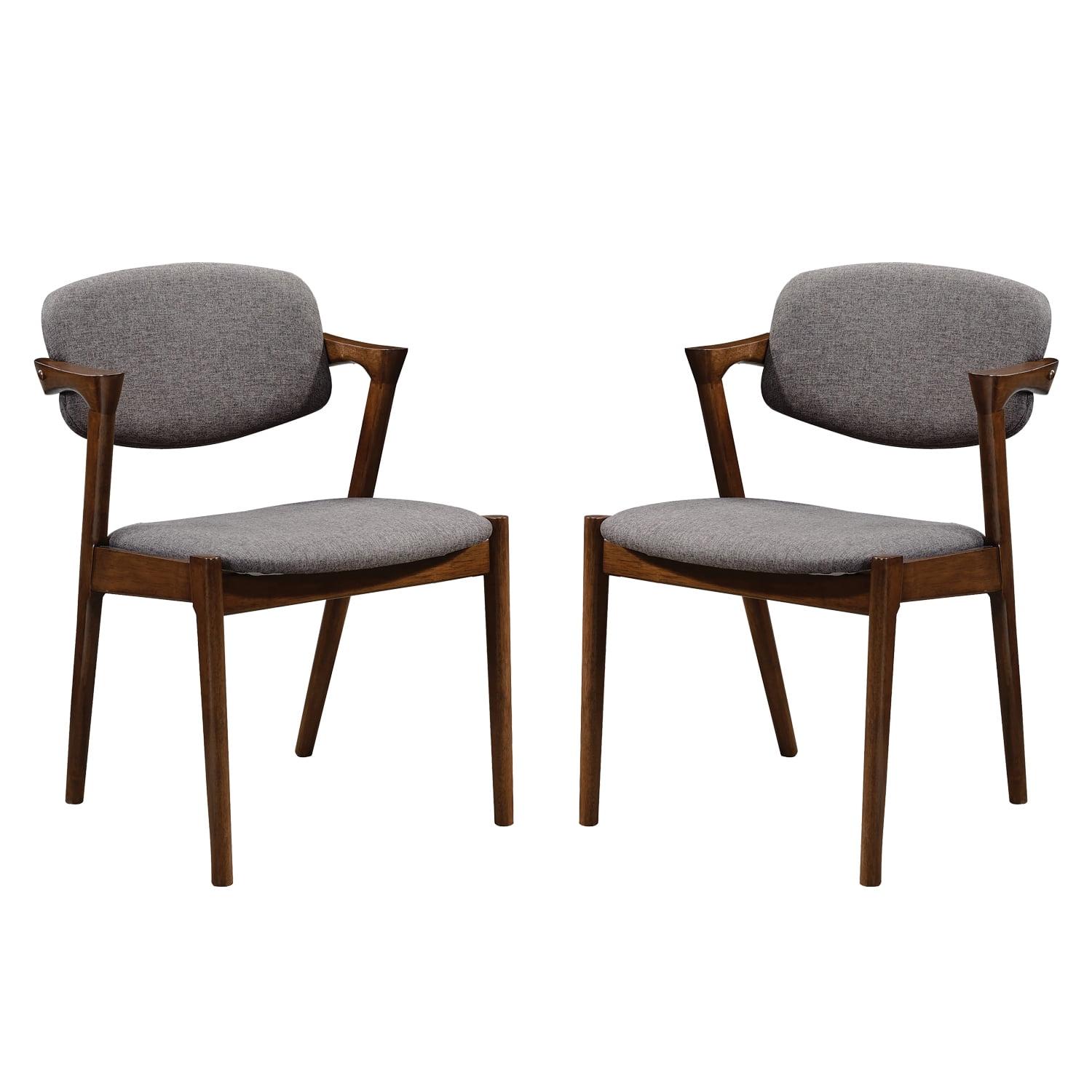 Gray Upholstered Wood Dining Side Chair Set