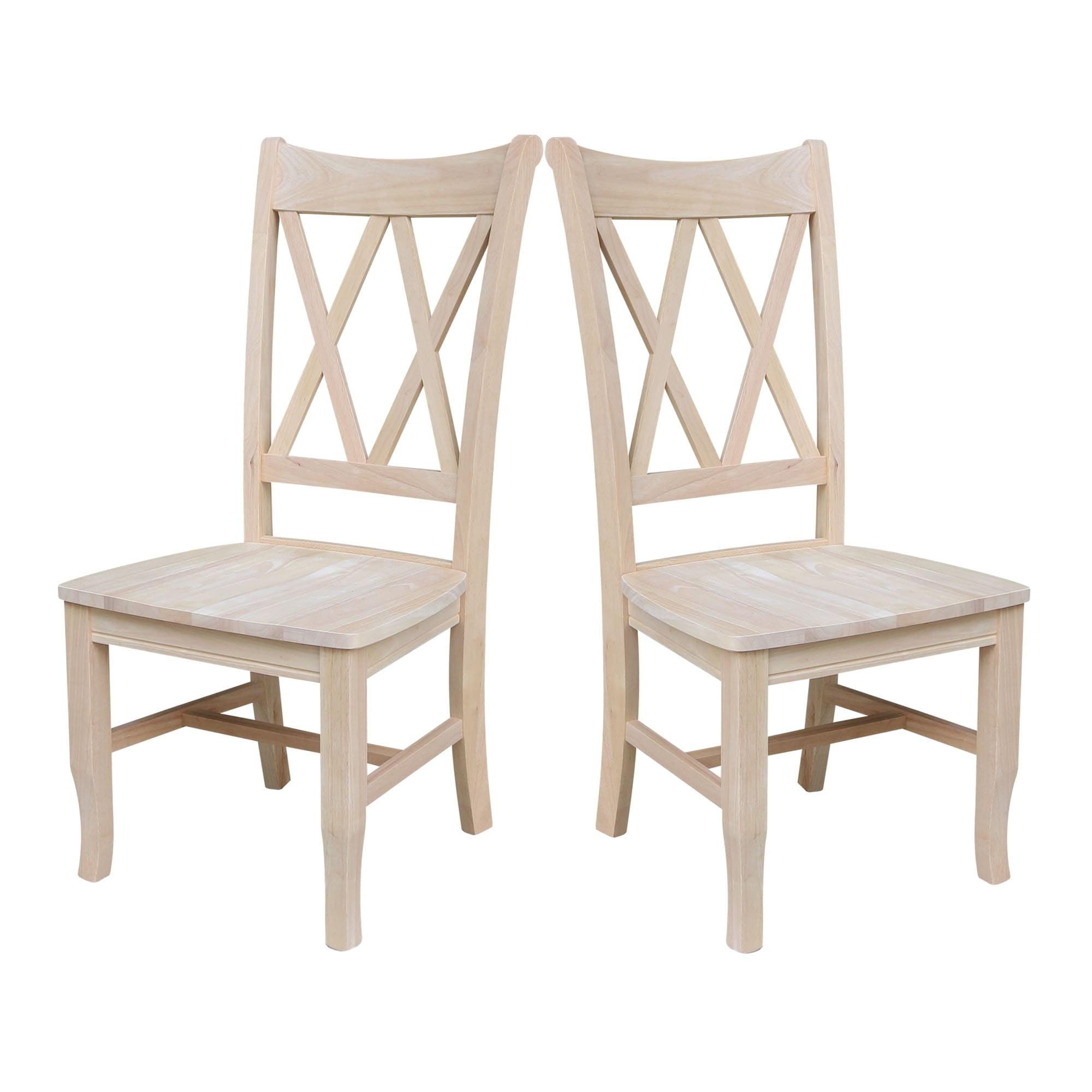 Set Of 2 Double X Back Chair Unfinished - International Concepts: Solid Wood, Armless, Unupholstered