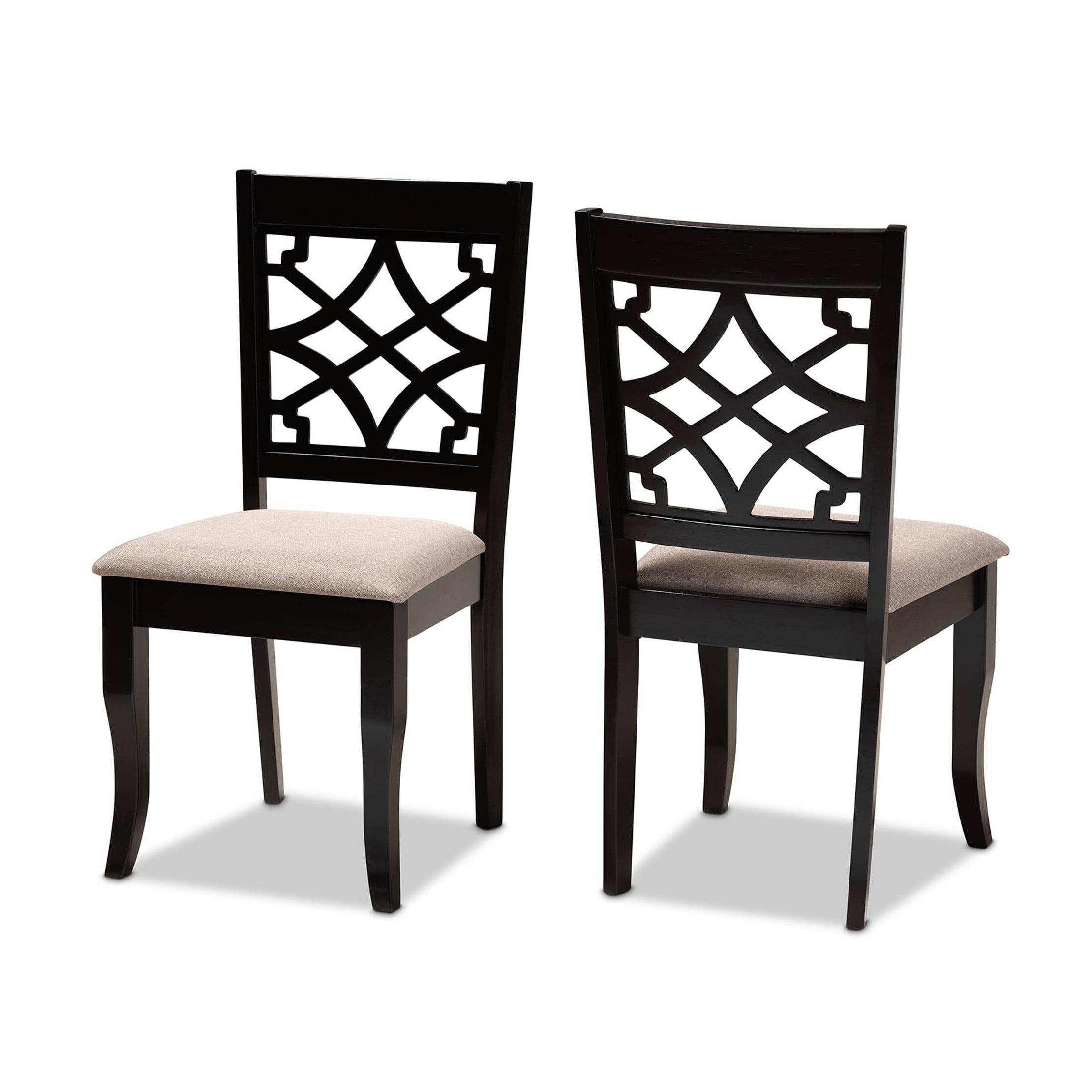 Espresso Sand Cane-Back Oak Wood Side Chair Set