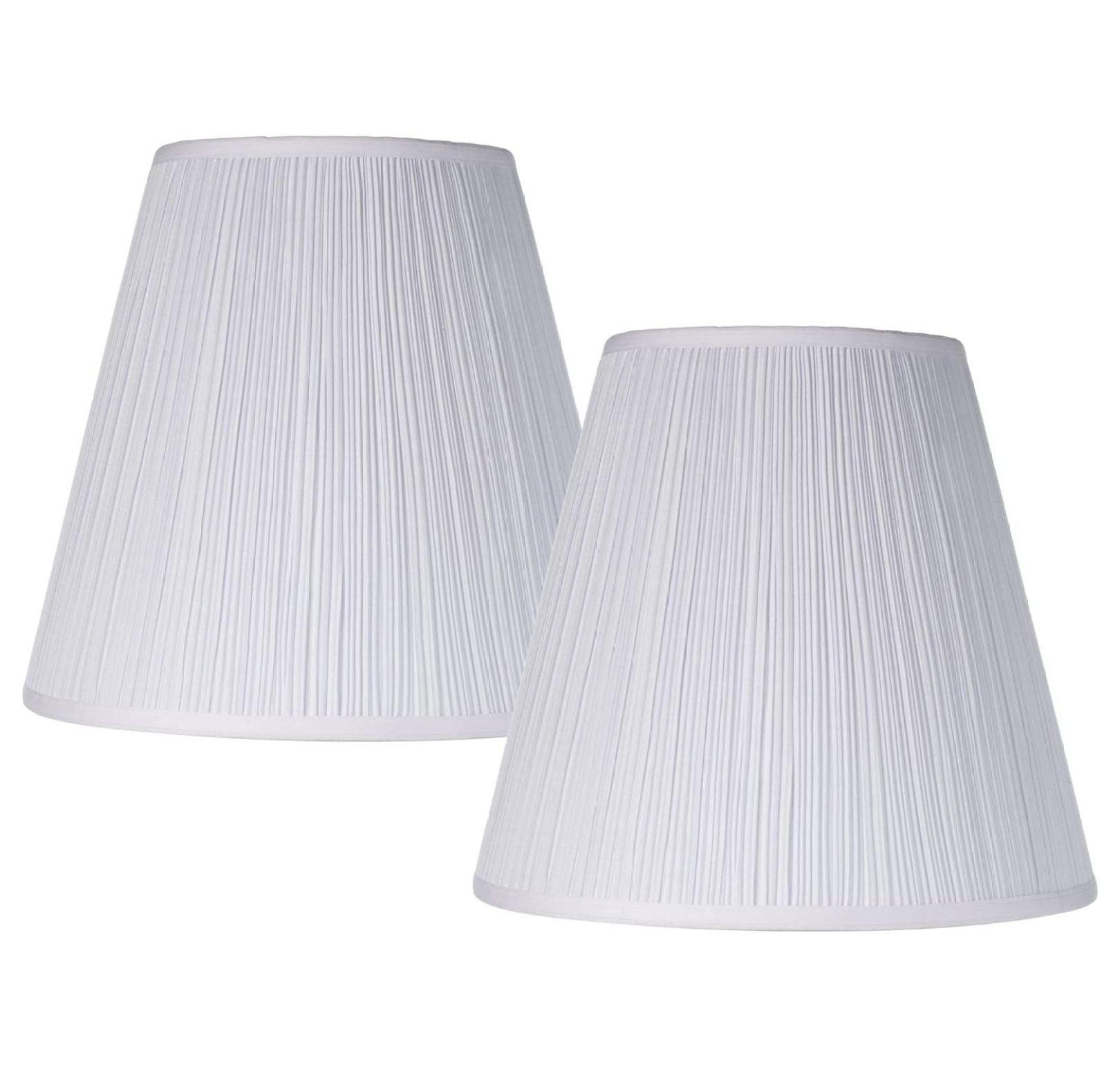 Springcrest 9" Top x 16" Bottom x 14 1/2" High x 14 3/4" Slant Lamp Shade Replacement Set of 2 Medium White Mushroom Pleated Spider Harp Finial