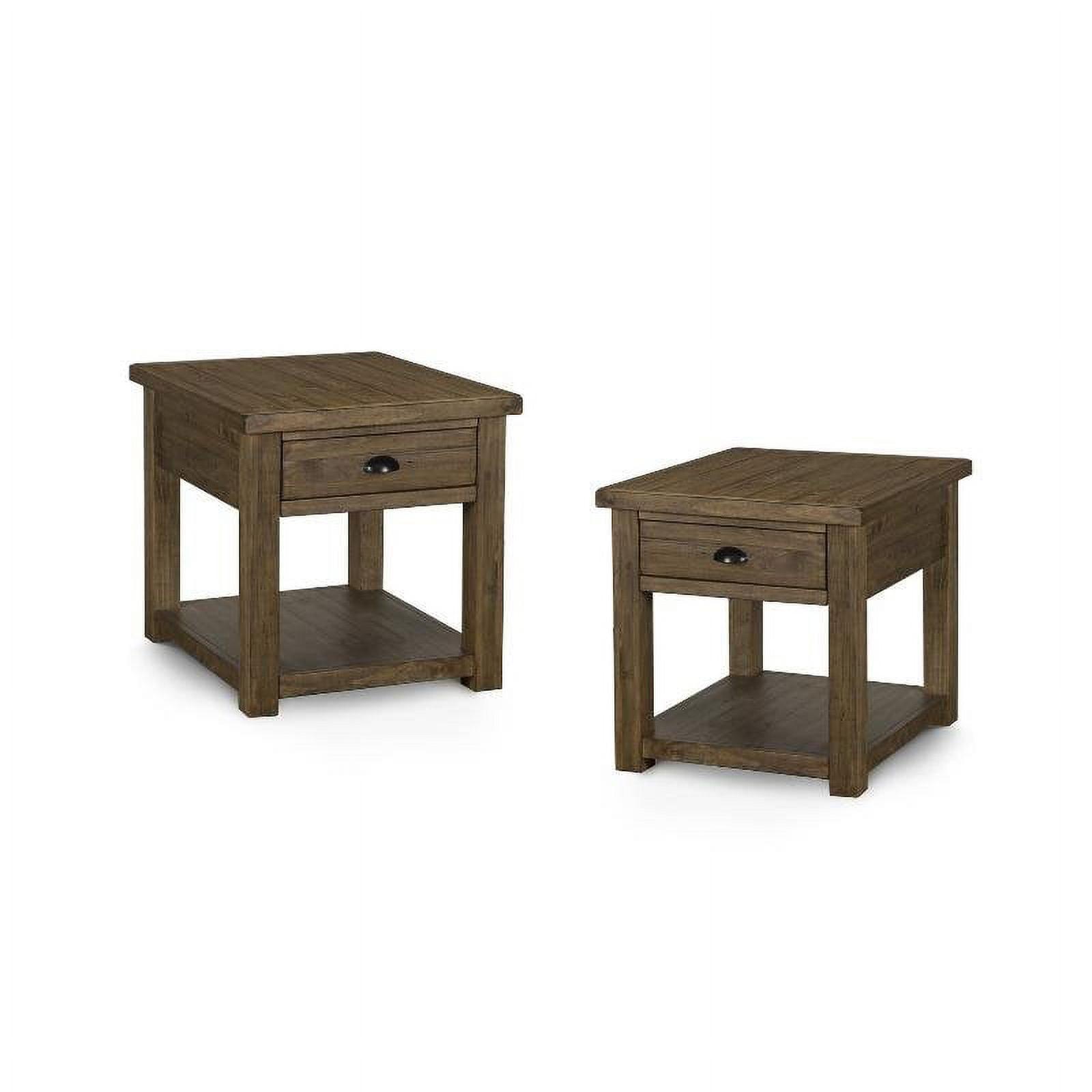 Stratton Rustic Warm Nutmeg Square End Table with Storage