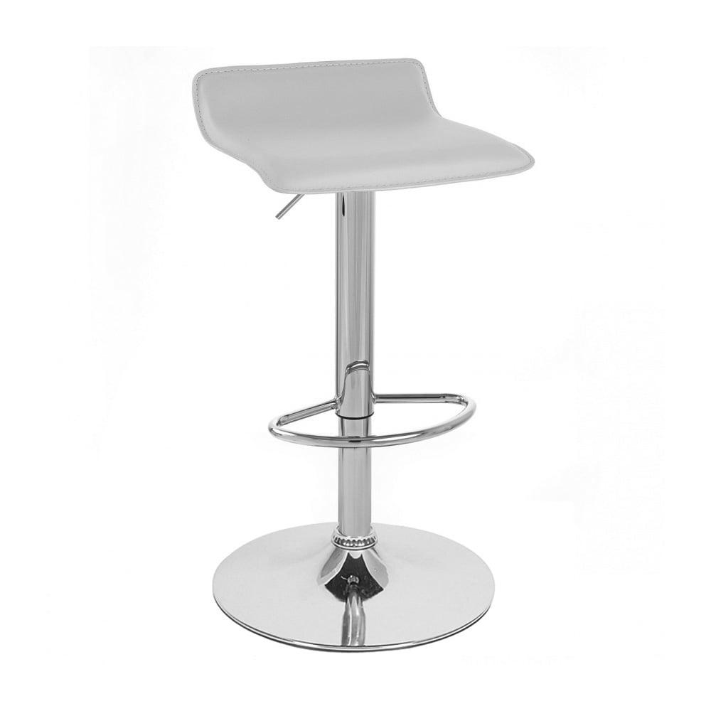 Saddle Swivel Adjustable Barstool in White Leather and Chrome