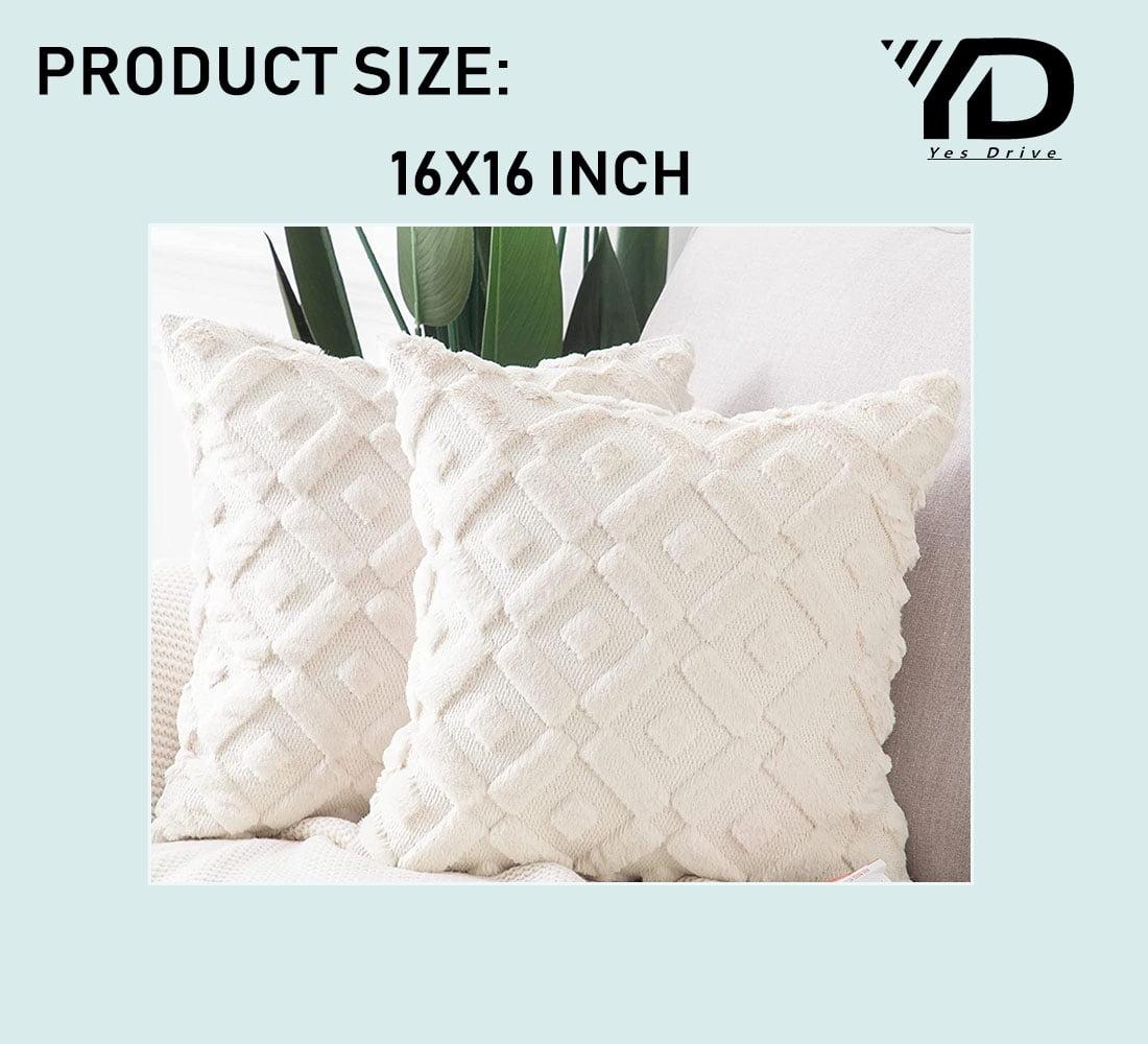 Set of 2 Soft Plush Short Wool Velvet Decorative Throw Pillow Covers Square Luxury Style Cushion Case Pillow Shell for Sofa Bedroom