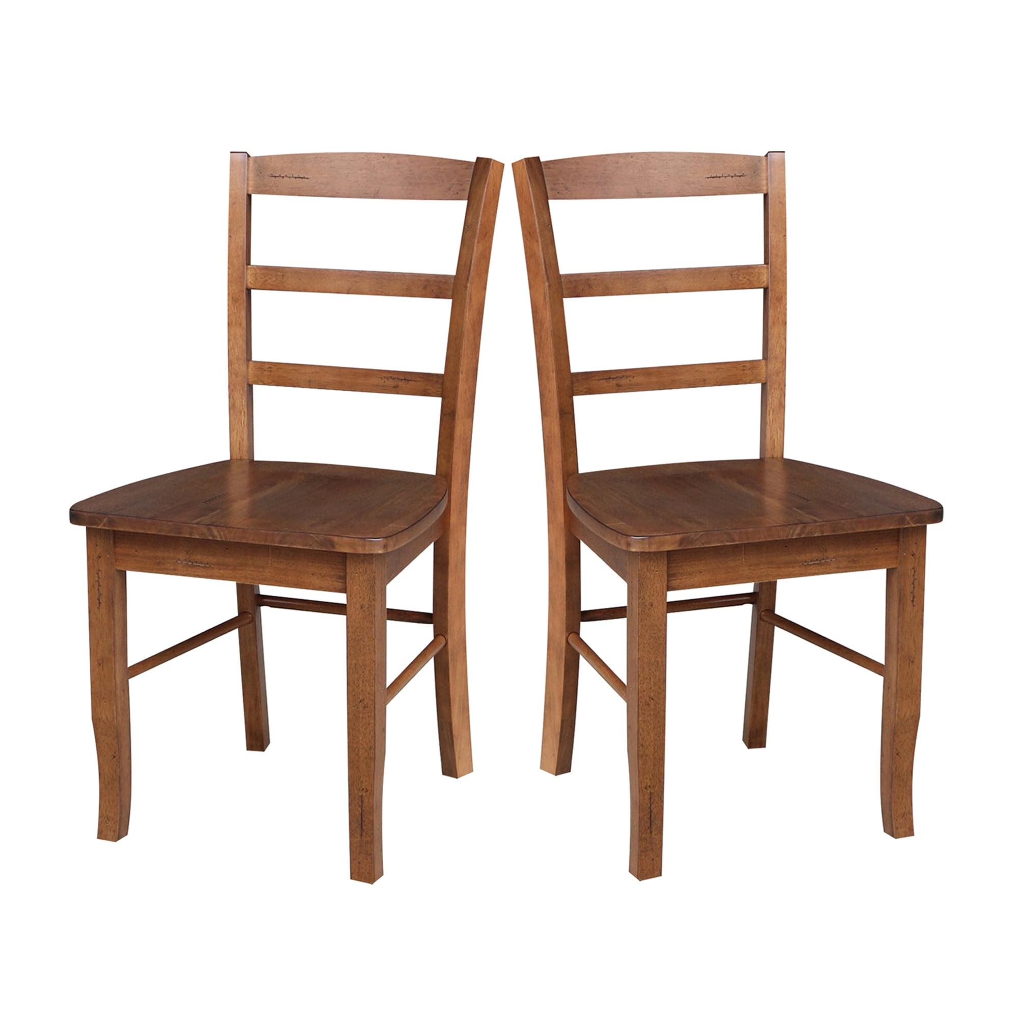 Distressed Oak Solid Wood High Ladderback Side Chair Set