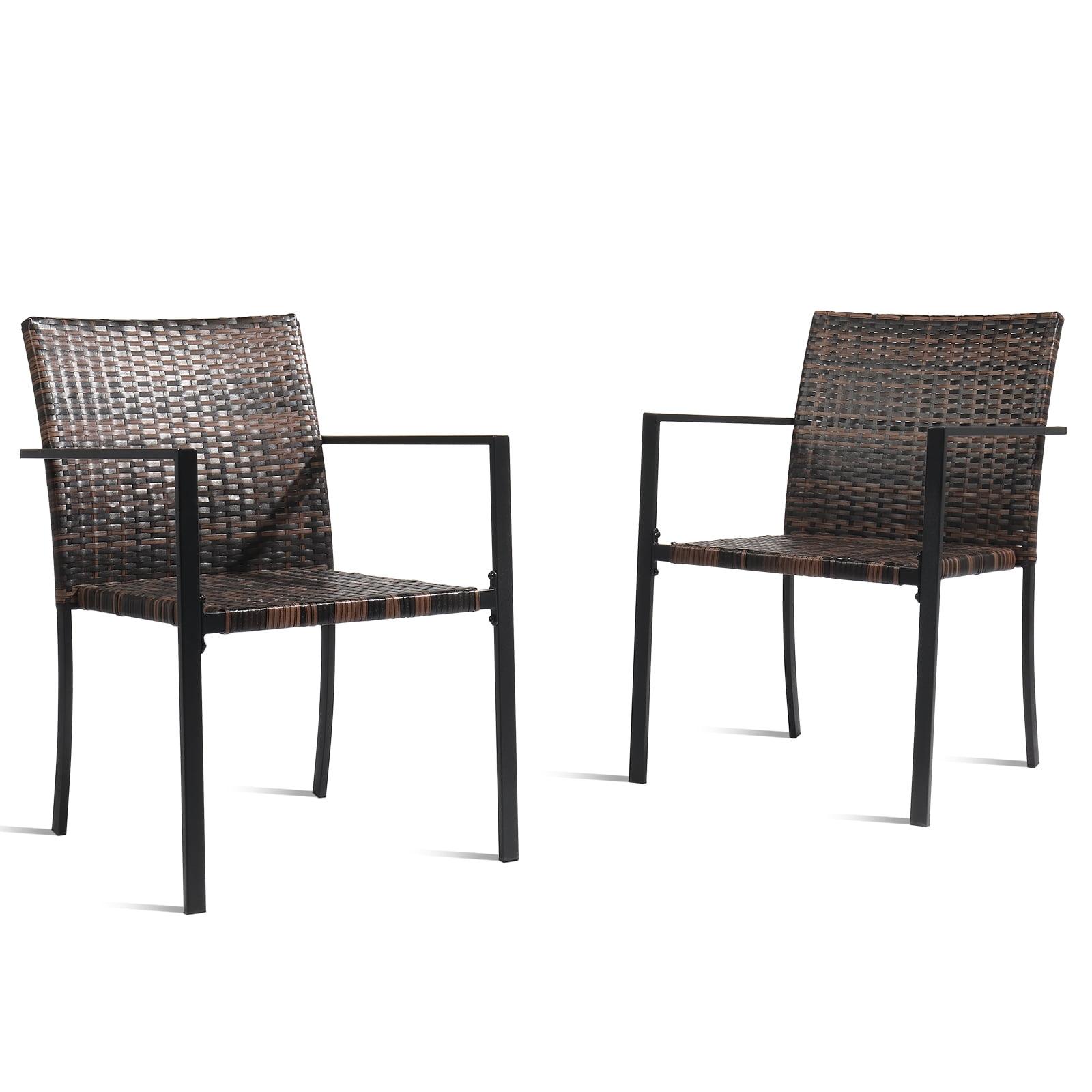 Best Choice Products Set of 2 Wicker Chairs, Stackable Outdoor Dining Furniture w/ Armrests