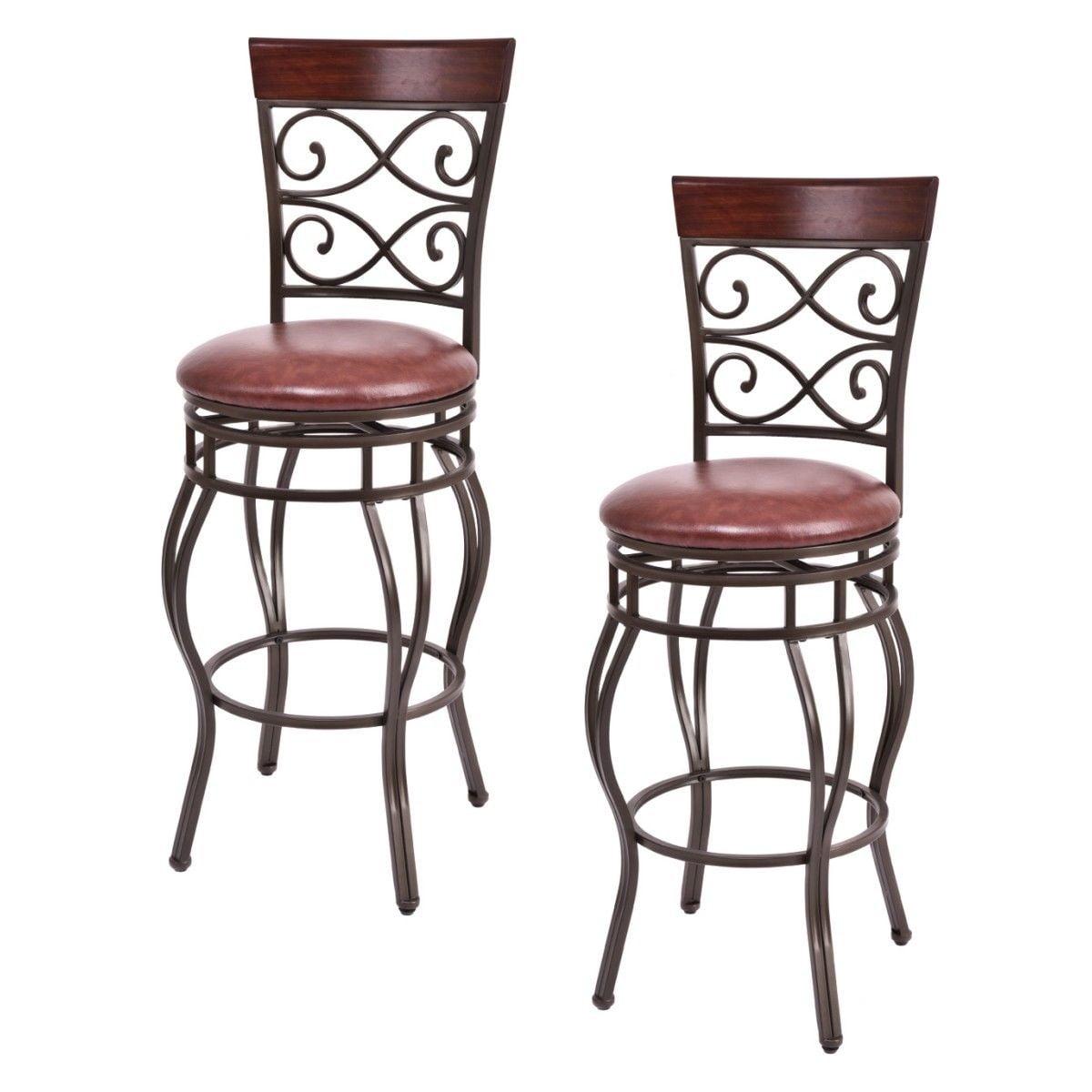 Tangkula 2PCS Bar Stools Dining Kitchen Pub Chair