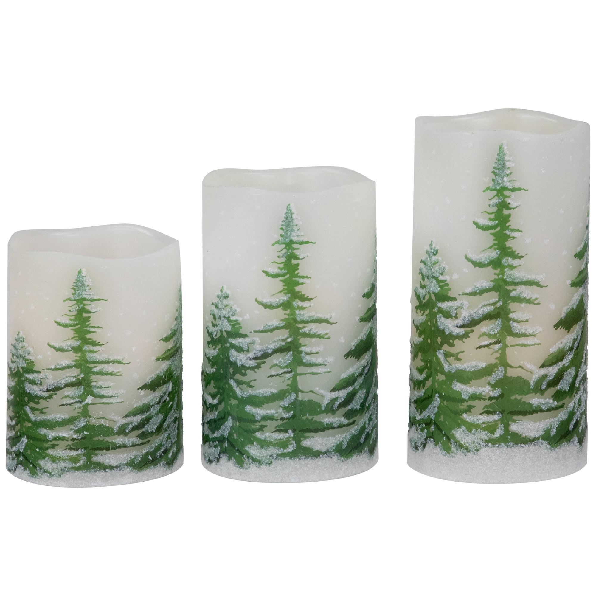 Set of 3 White LED Flameless Christmas Pillar Candles