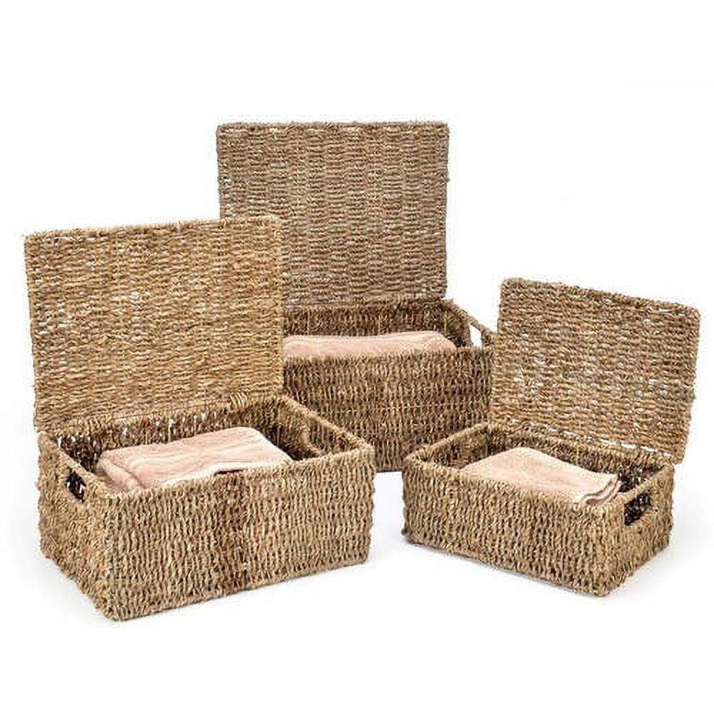 3 Piece Rectangular Seagrass Basket Set