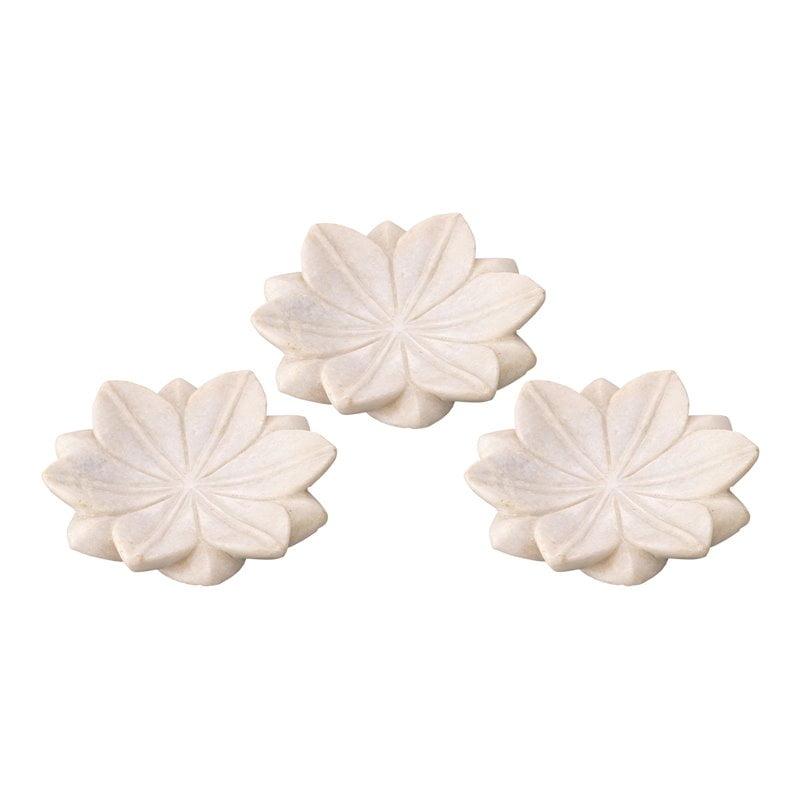 Lotus Handmade Marble Decorative Plate - Set of 3