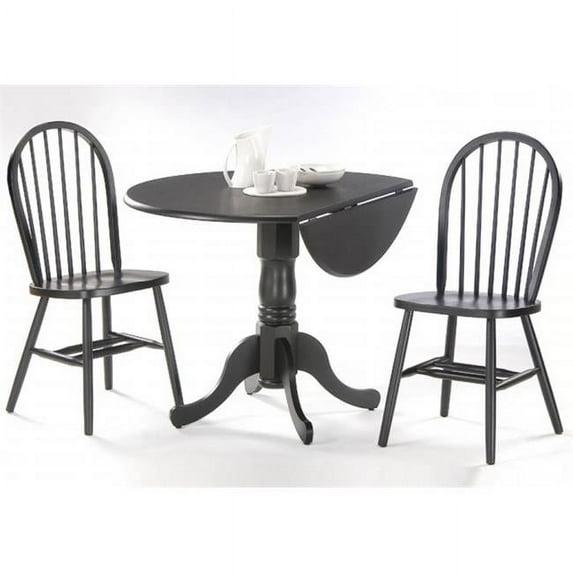 Set of 3 pcs - 42 in. Dual Drop Leaf Table with 2 Windsor Chairs