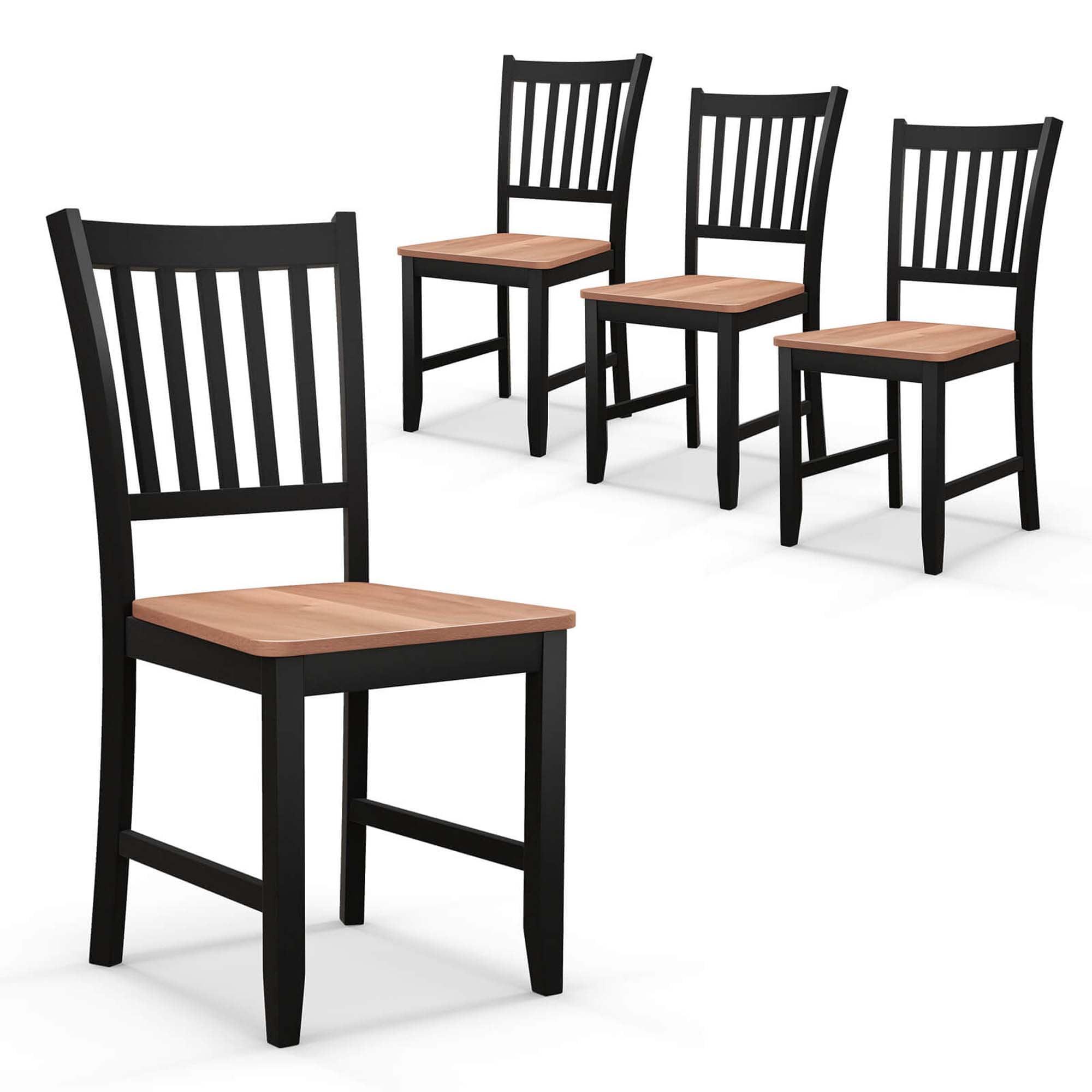 Set of 4 Dining Chair Kitchen Black Spindle Back Side Chair with Solid Wooden Legs