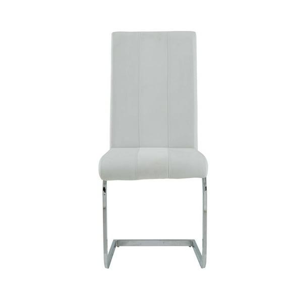 Sillas de Comedor Blancas de Dos Tonos con Base de Metal en Tono Plateado - Paquete de 4
