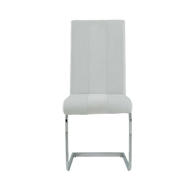 White Two Toned Dining Chairs with Silver Tone Metal Base - Pack of 4