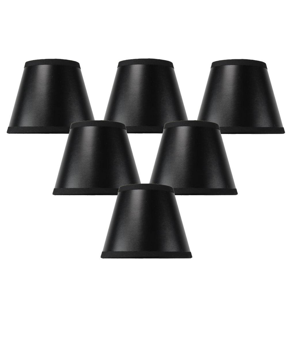 Set of 6 Black Parchment Gold-Lined Chandelier Candle Clip Lamp Shade 3x5x4