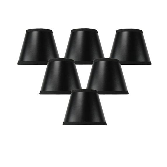 Set of 6 Black Parchment Gold-Lined Chandelier Candle Clip Lamp Shade 3x5x4