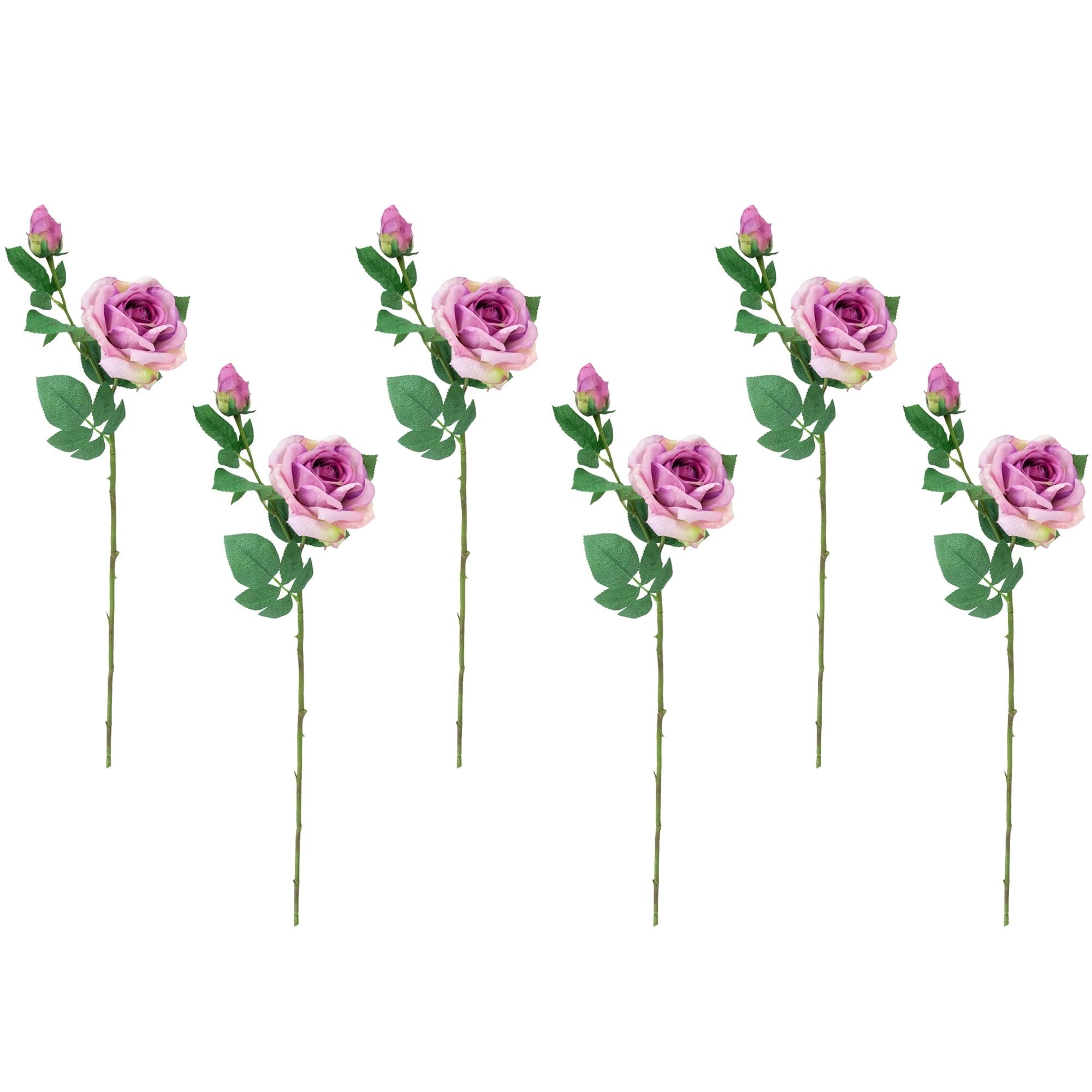 Northlight Real Touch™ Purple Artificial Rose Stems, Set of 6 - 26"