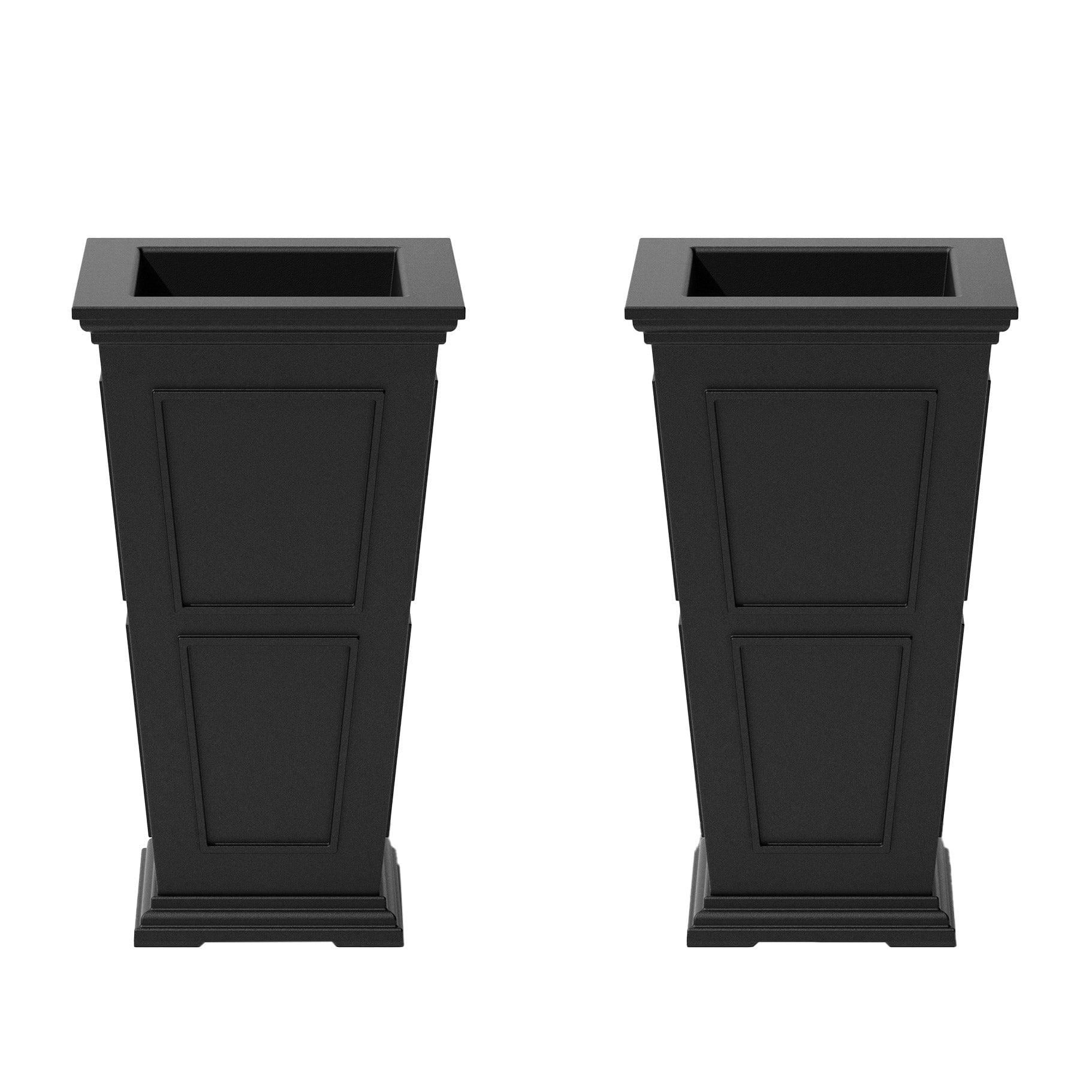 Veradek Brixton Tall 28" Plastic Planter 2-Pack Black