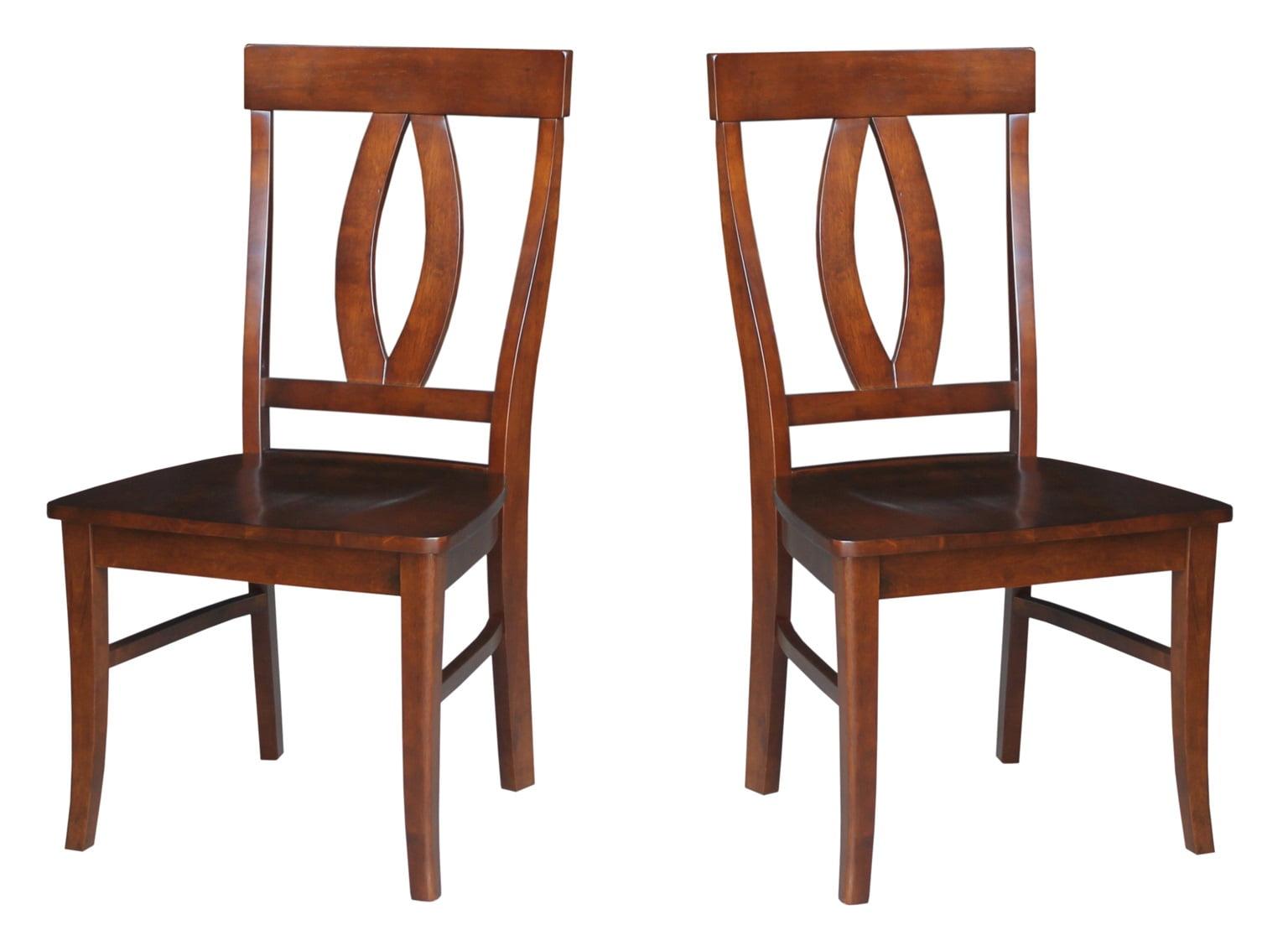 Espresso High Back Solid Wood Side Chairs, Set of 2