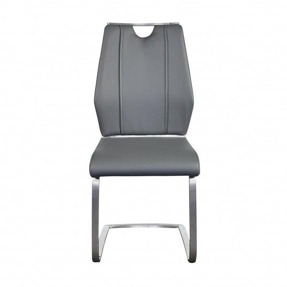 Set of Two Light Gray Faux Leather Cantilever Chairs