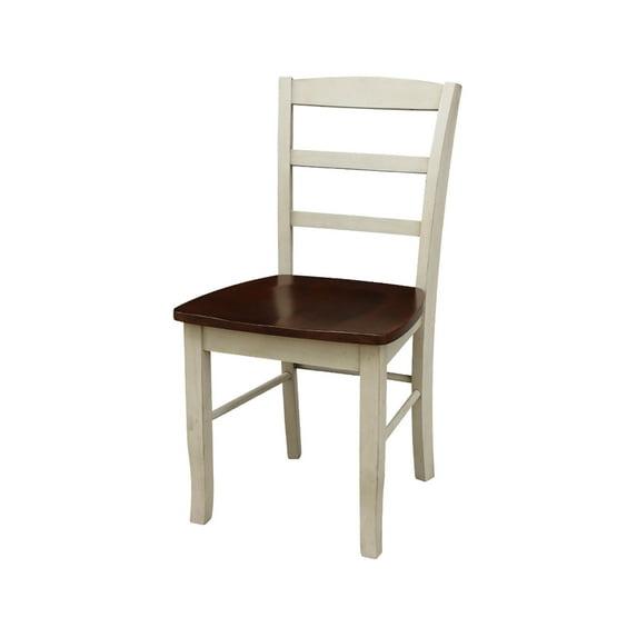 Set of 2 Madrid Ladderback Chairs Antiqued Almond/Espresso - International Concepts: Solid Wood, Unupholstered, Spot Clean