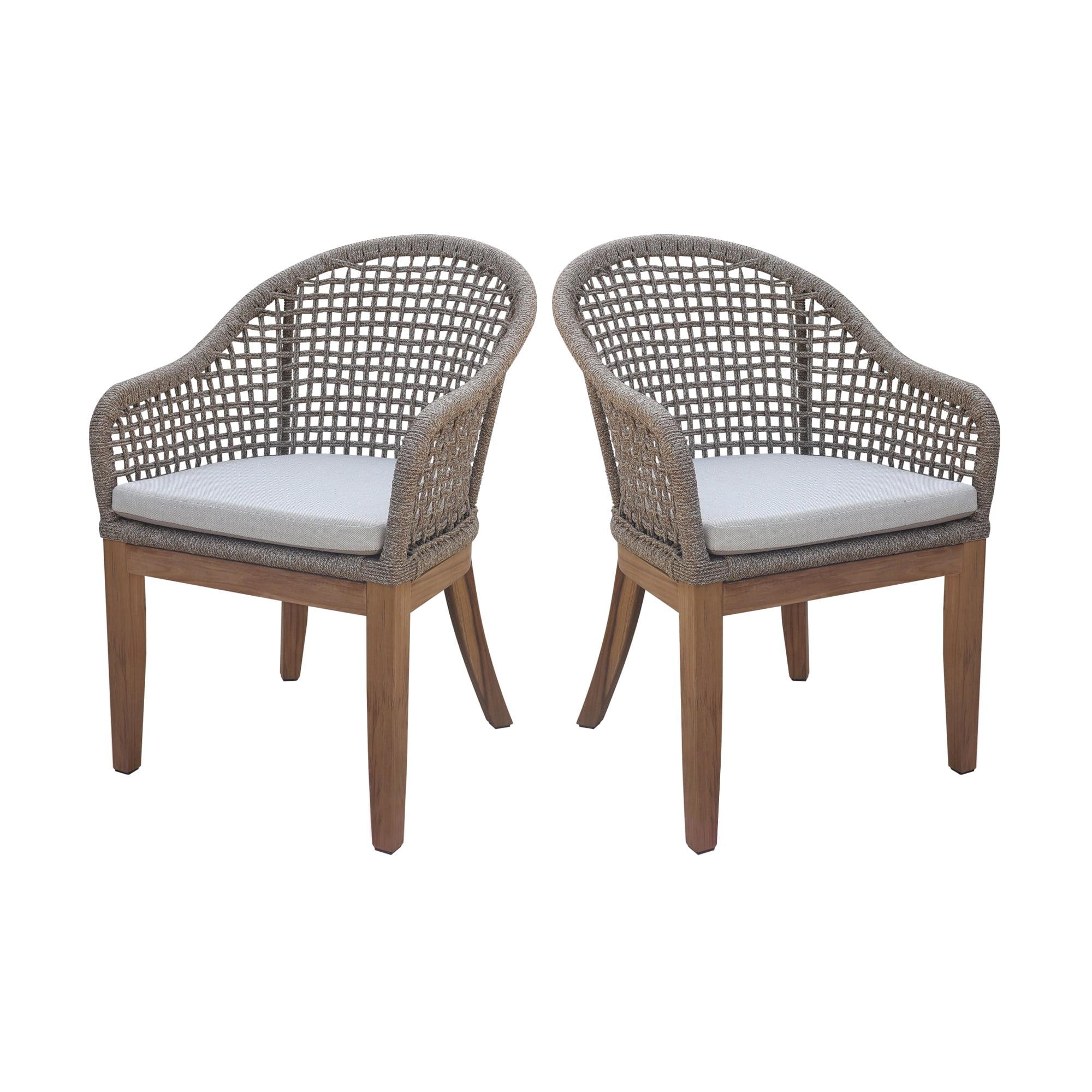 International Concepts 2pc Outdoor Teak Patio Chairs with Cushions: Quick-Drying, Foam-Filled, Spot Clean