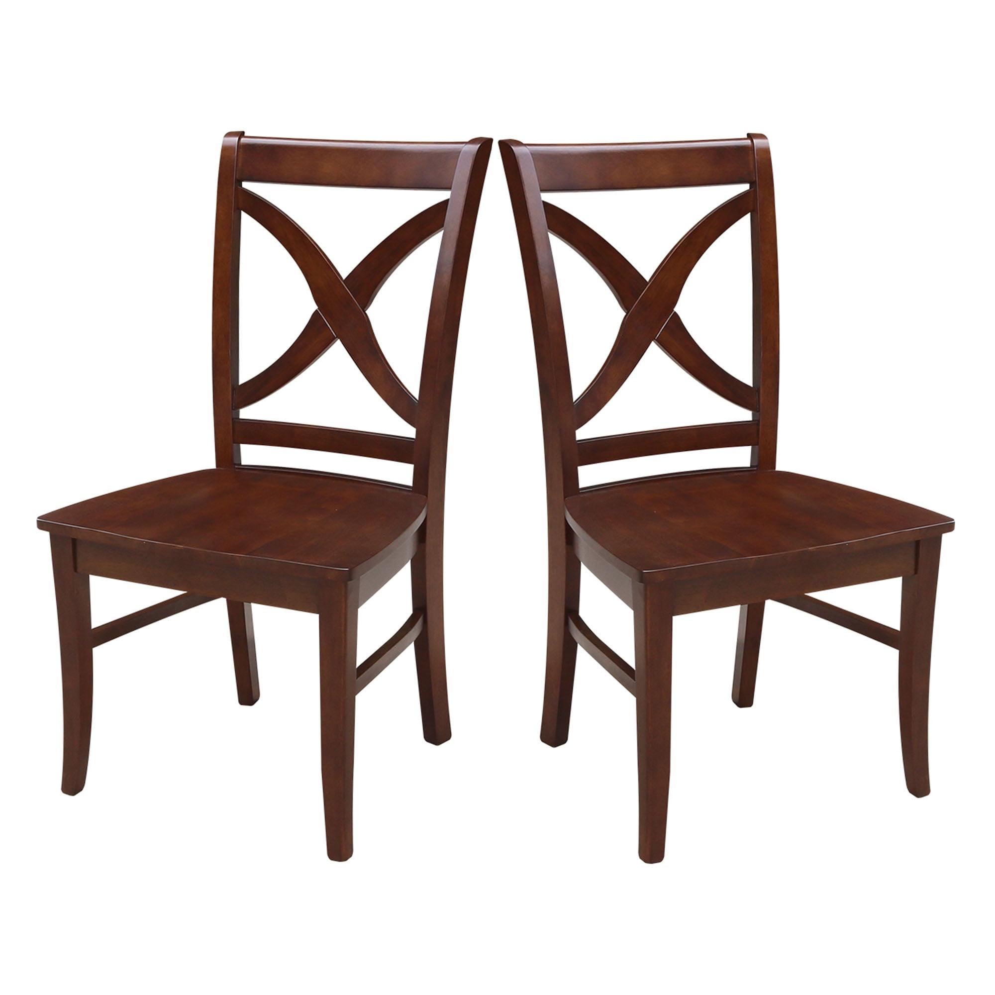 Set of 2 Vineyard Curved X-Back Chairs Espresso - International Concepts: Hardwood Frame, 250lb Capacity