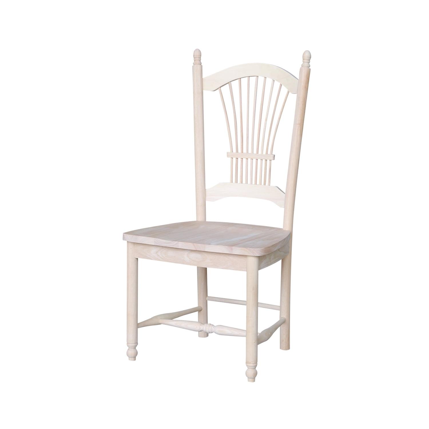 International Concepts Set Of 2 Sheafback Chair Unfinished: Hardwood Frame, Farmhouse Style, 225 lbs Capacity