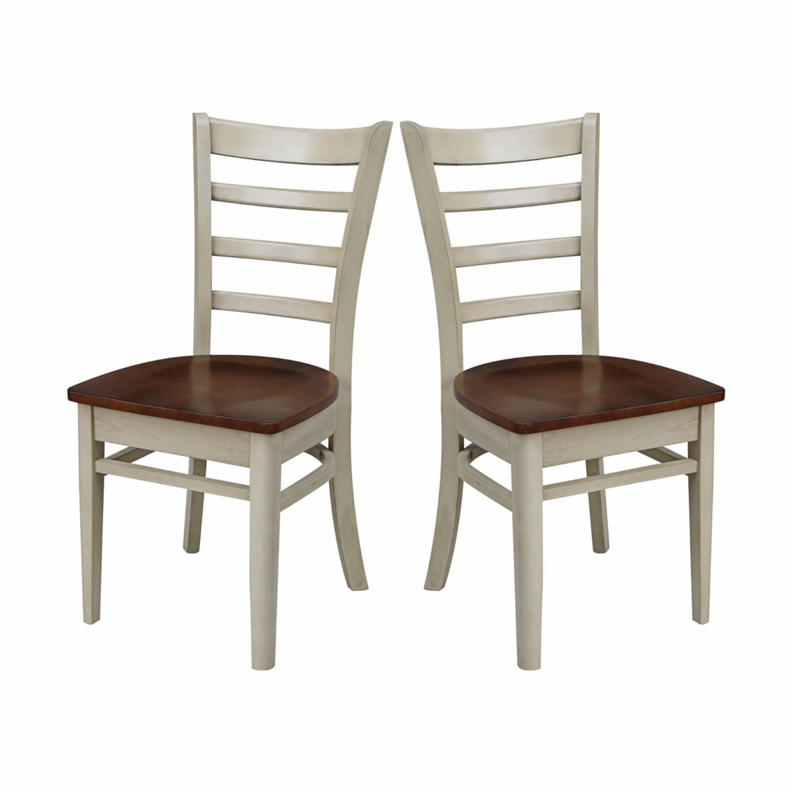 Antiqued Almond & Espresso Ladderback Solid Wood Side Chair