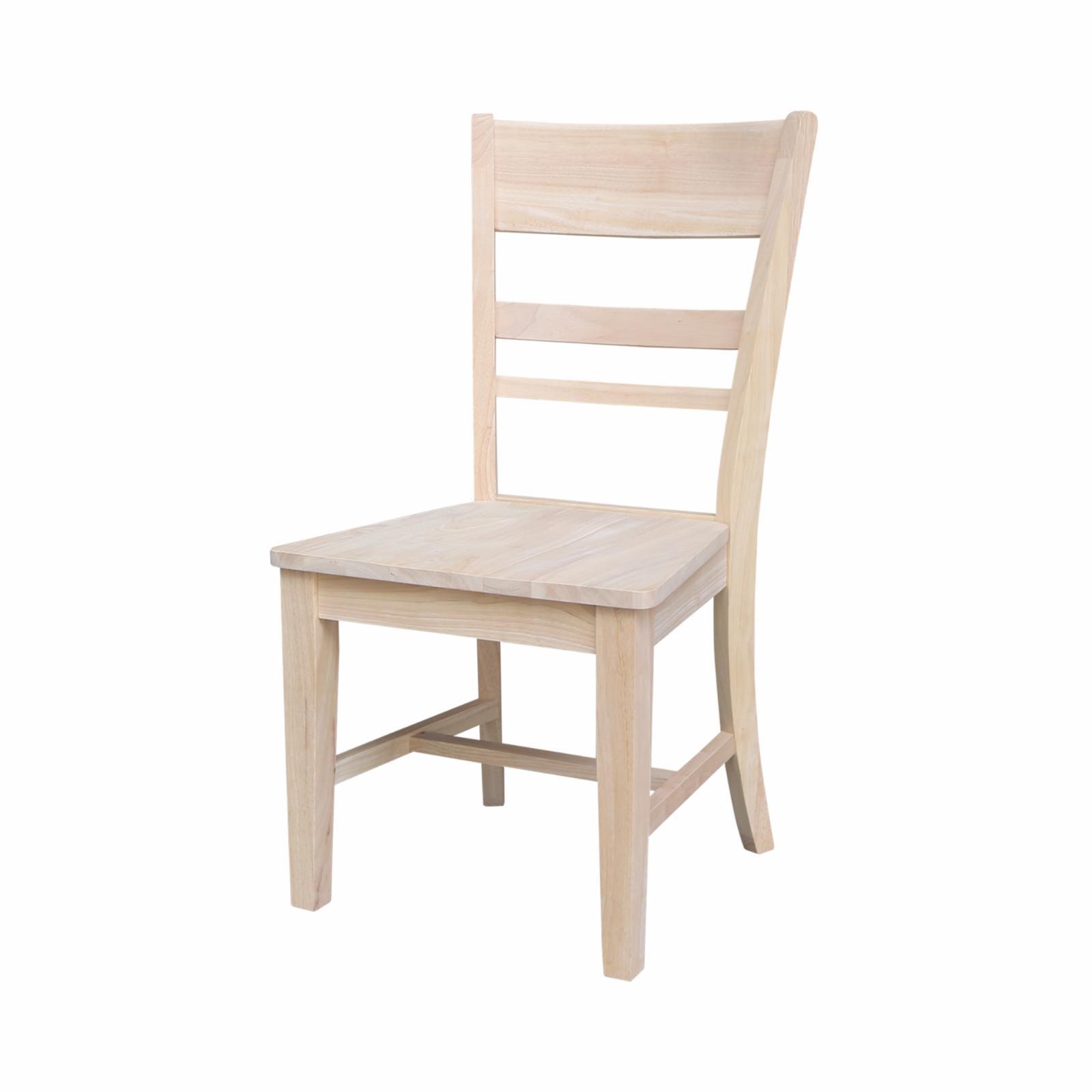 Eco-Friendly Solid Parawood Ladderback Dining Side Chairs, Set of 2