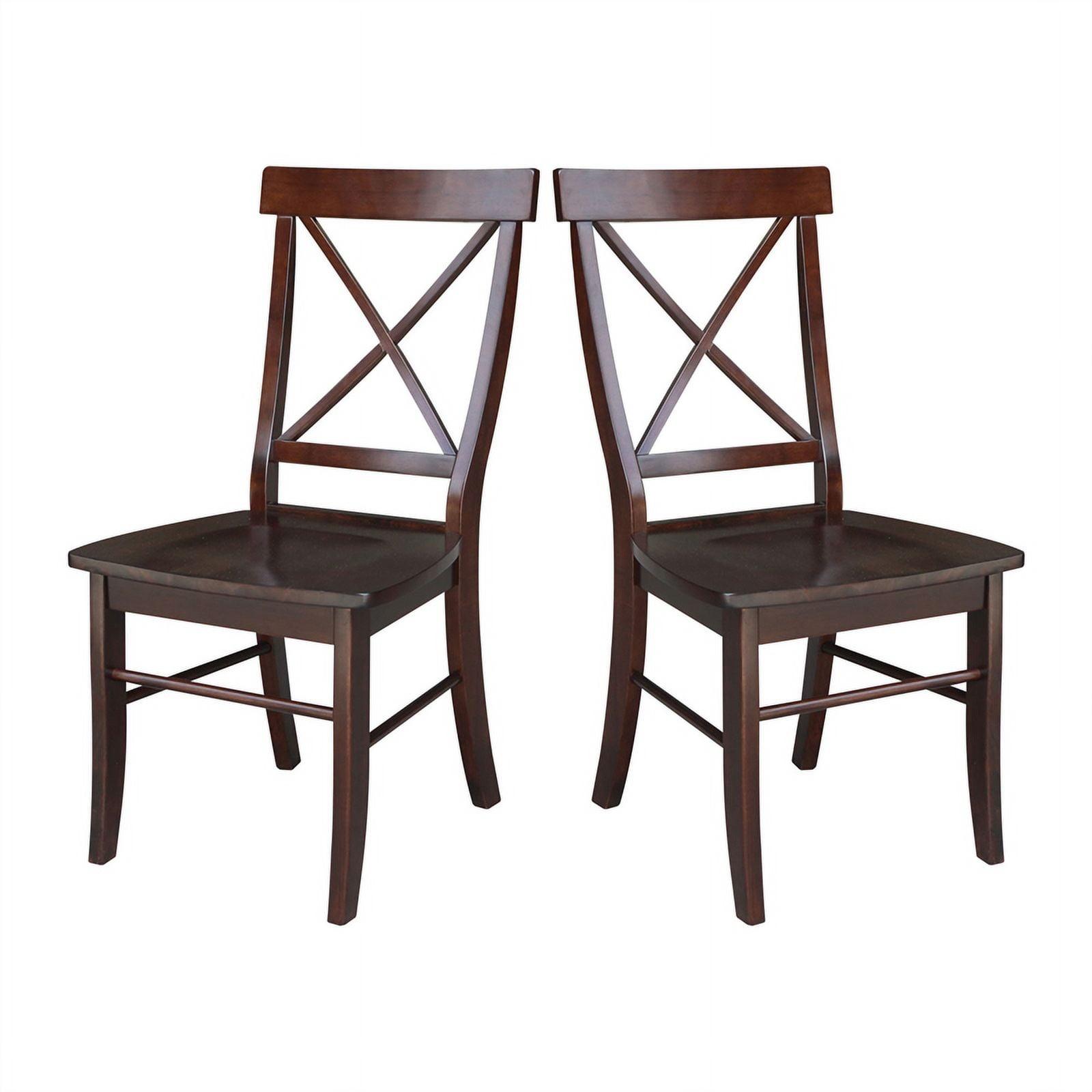 Set of 2 X Back Chairs with Solid Wood - International Concepts