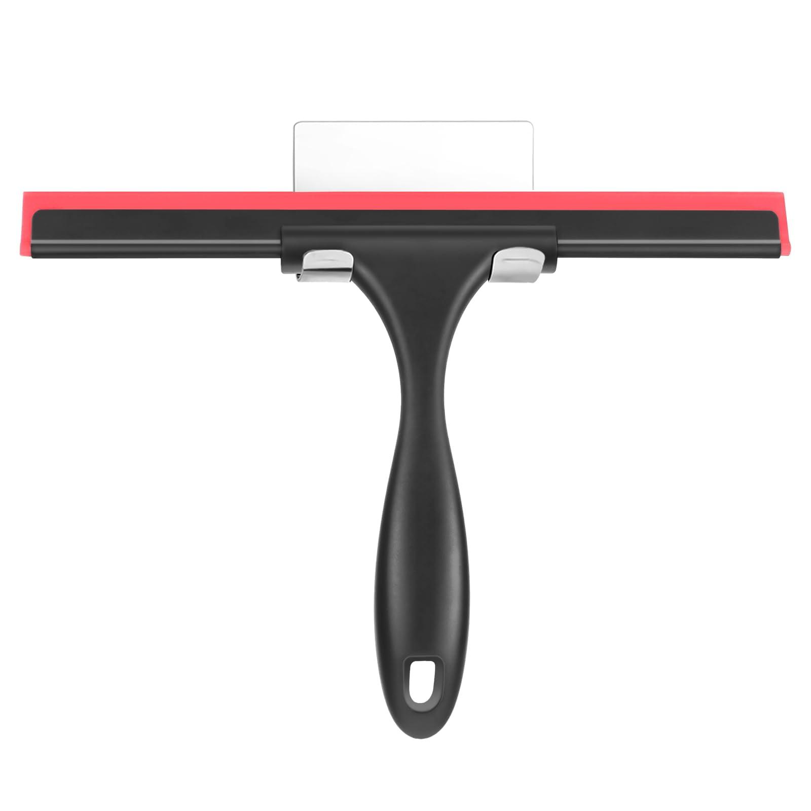 10-Inch Black and Red Silicone Blade Shower Squeegee