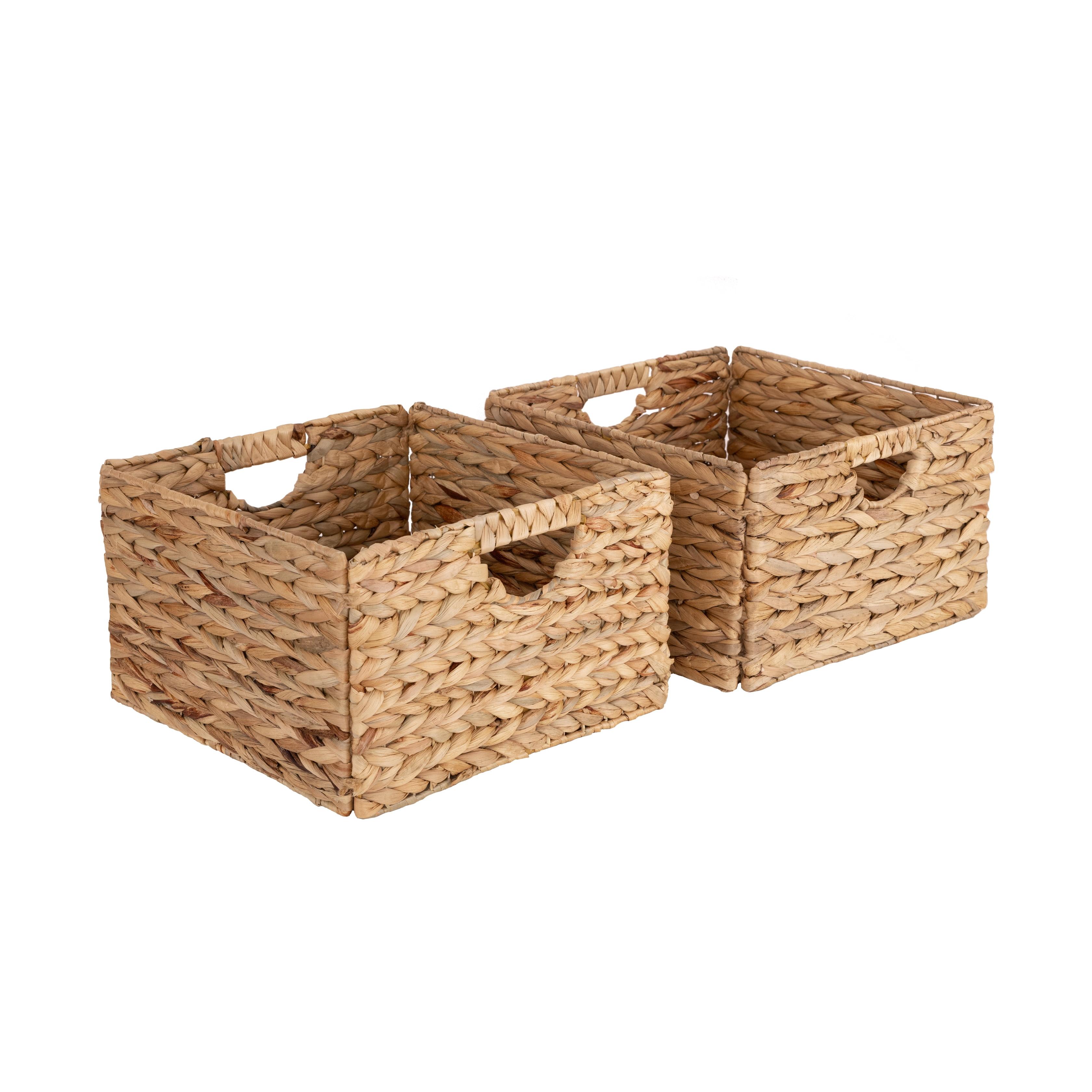 Seville Classics 13 in. x 8 in. Woven Hyacinth Storage Basket (2-Pack)-WEB168