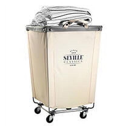 Heavy-Duty Beige Canvas Laundry Hamper with Wheels