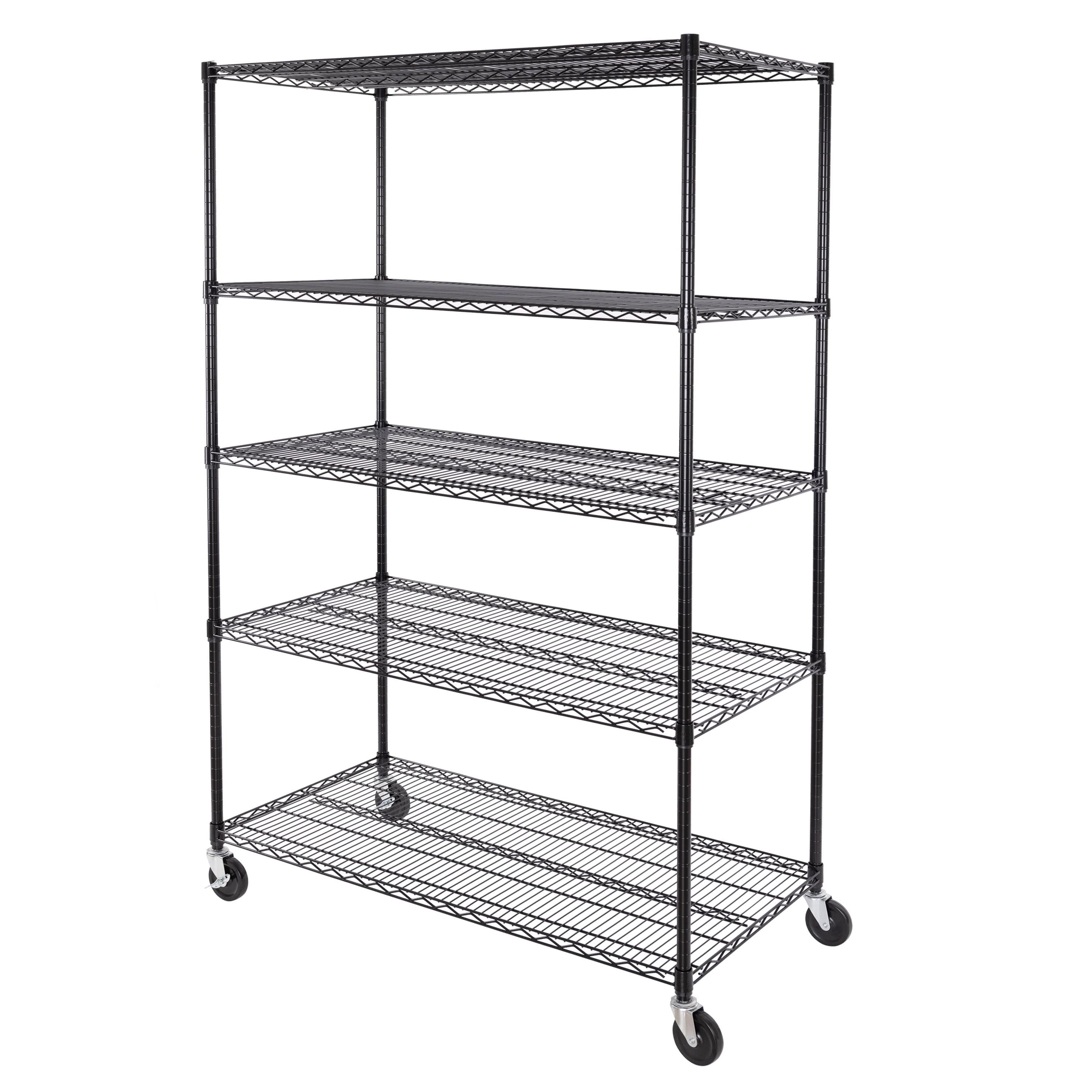 UltraDurable 24" D 5-Tier NSF-Certified Steel Shelving with Wheels
