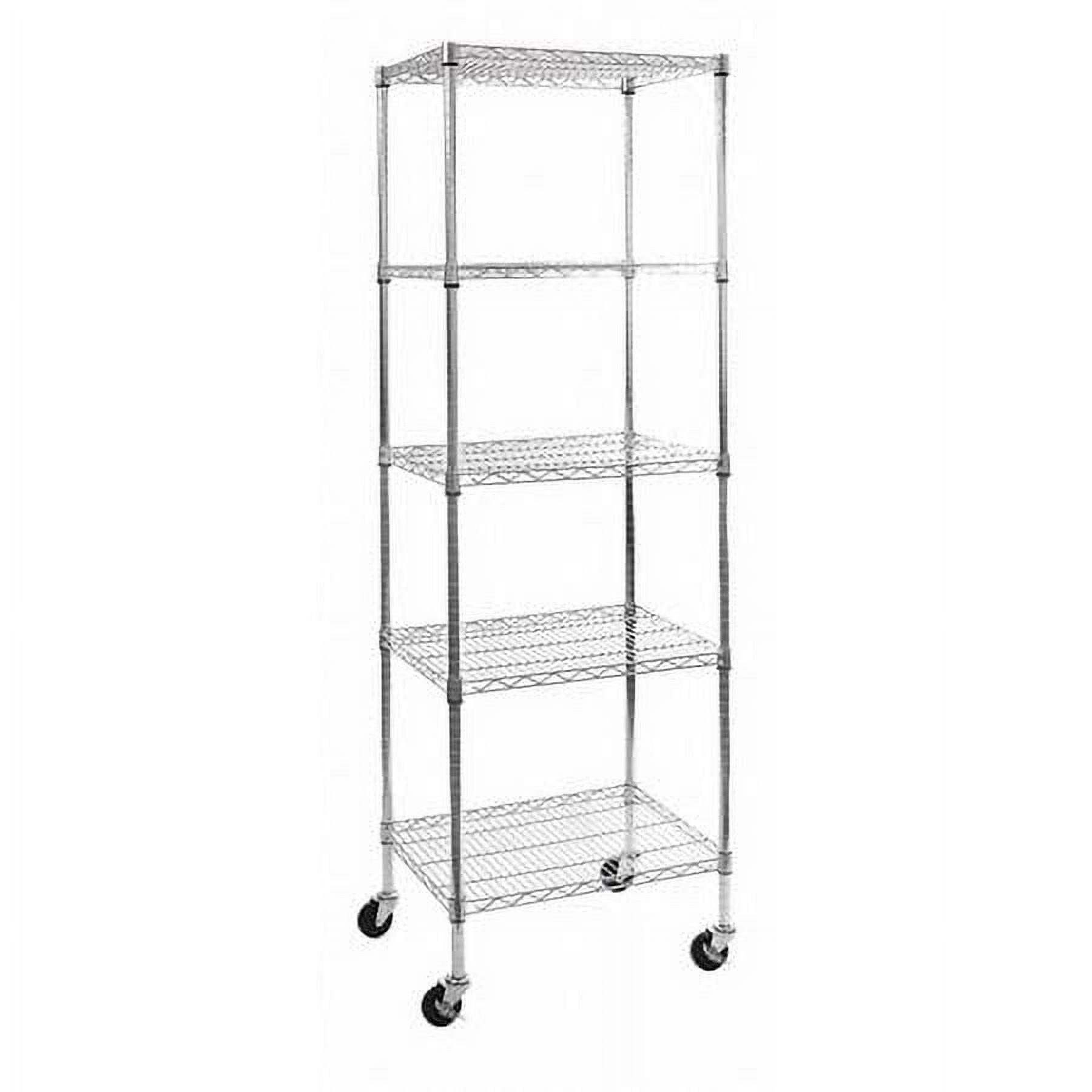 24" W 5-Tier NSF-Certified Steel Shelving with Wheels