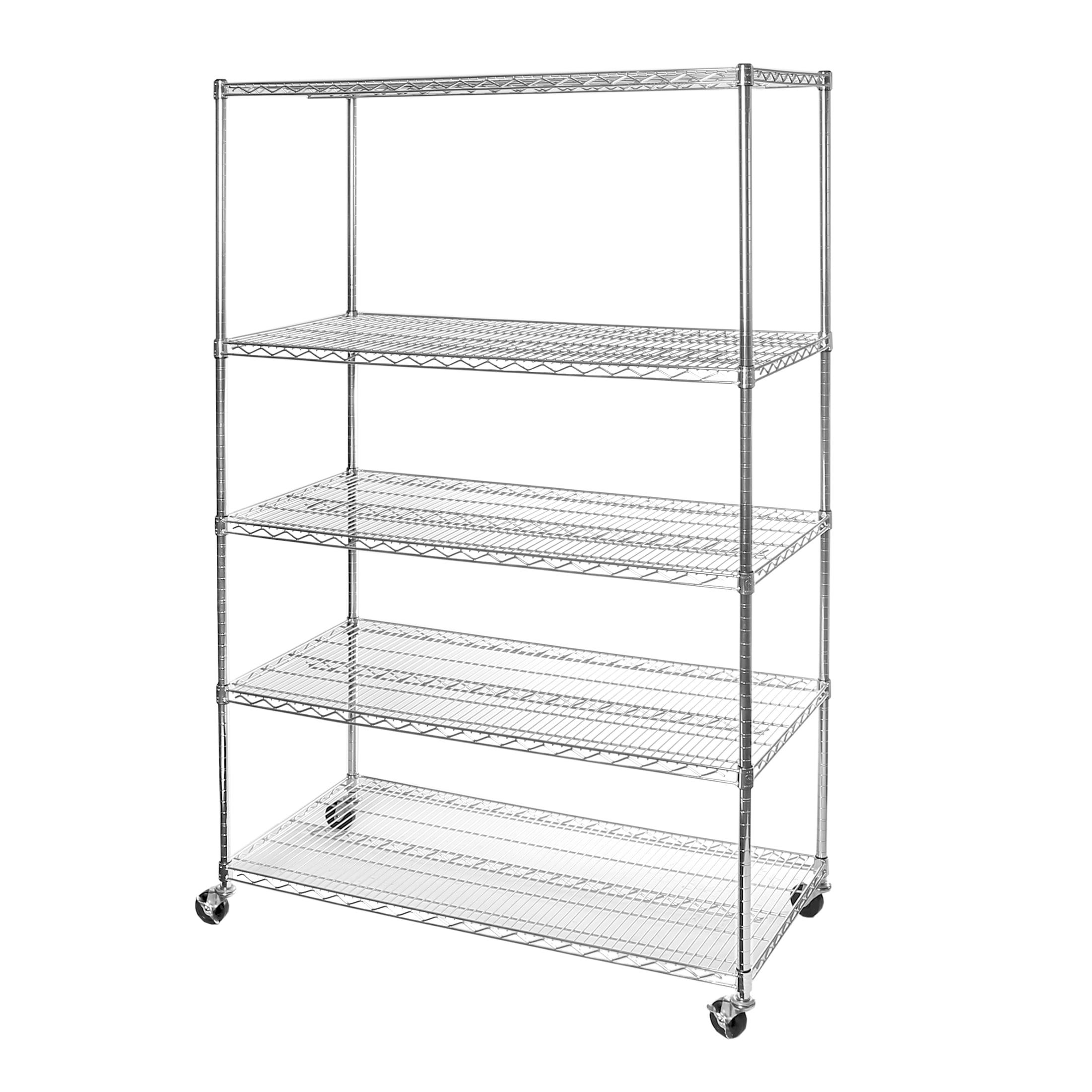 UltraDurable 5-Tier Chrome Steel Wire Shelving, 48" x 24" x 72"