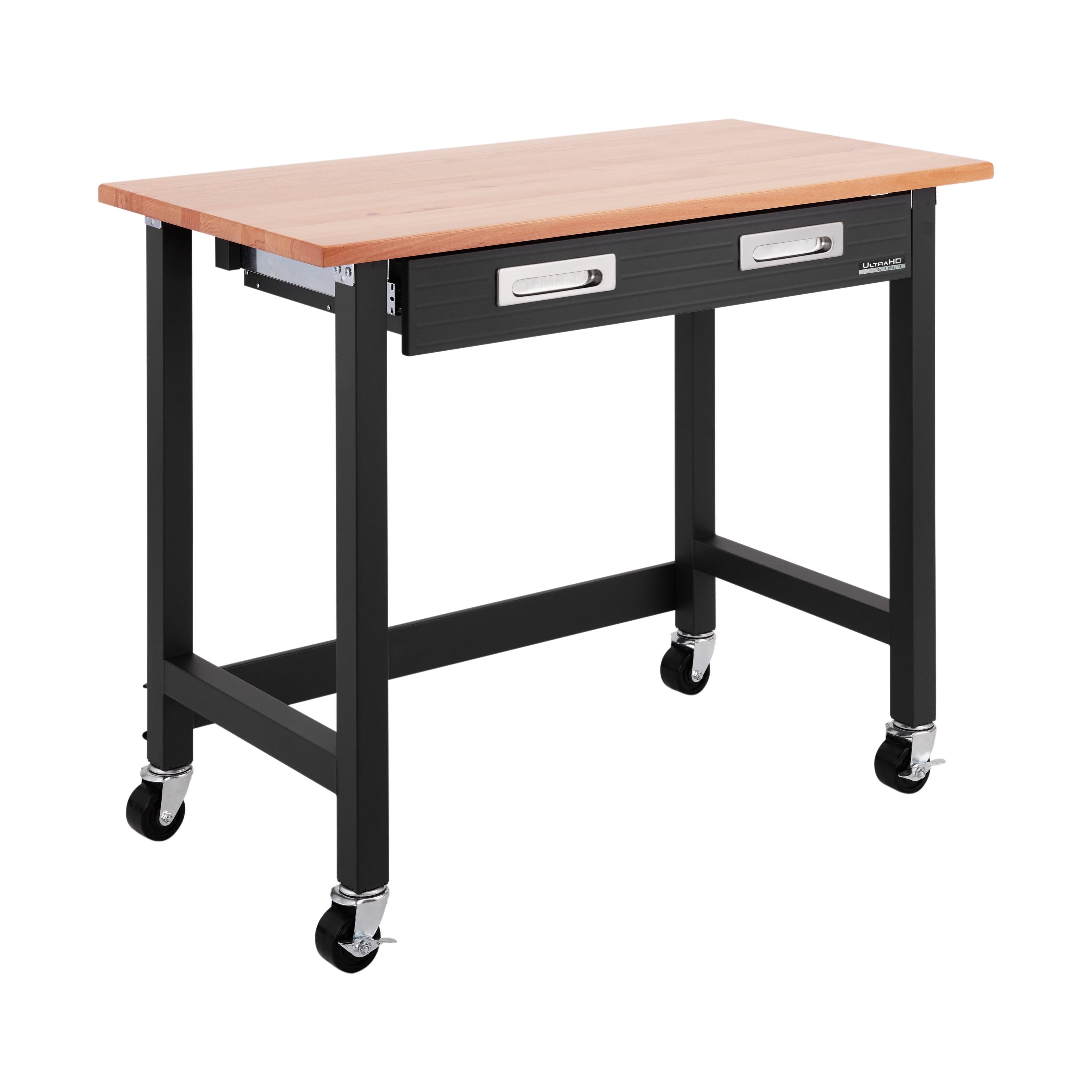 48" W Wood Top Workbench with Wheels