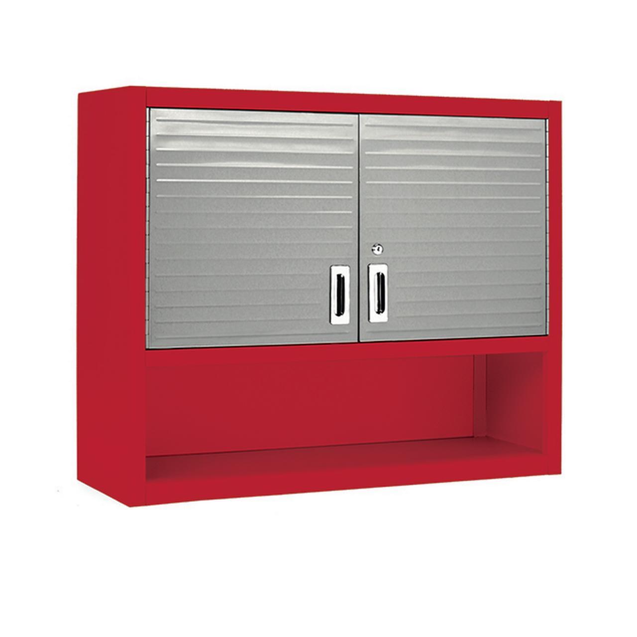 Red Lockable Office Cabinet with Adjustable Shelving