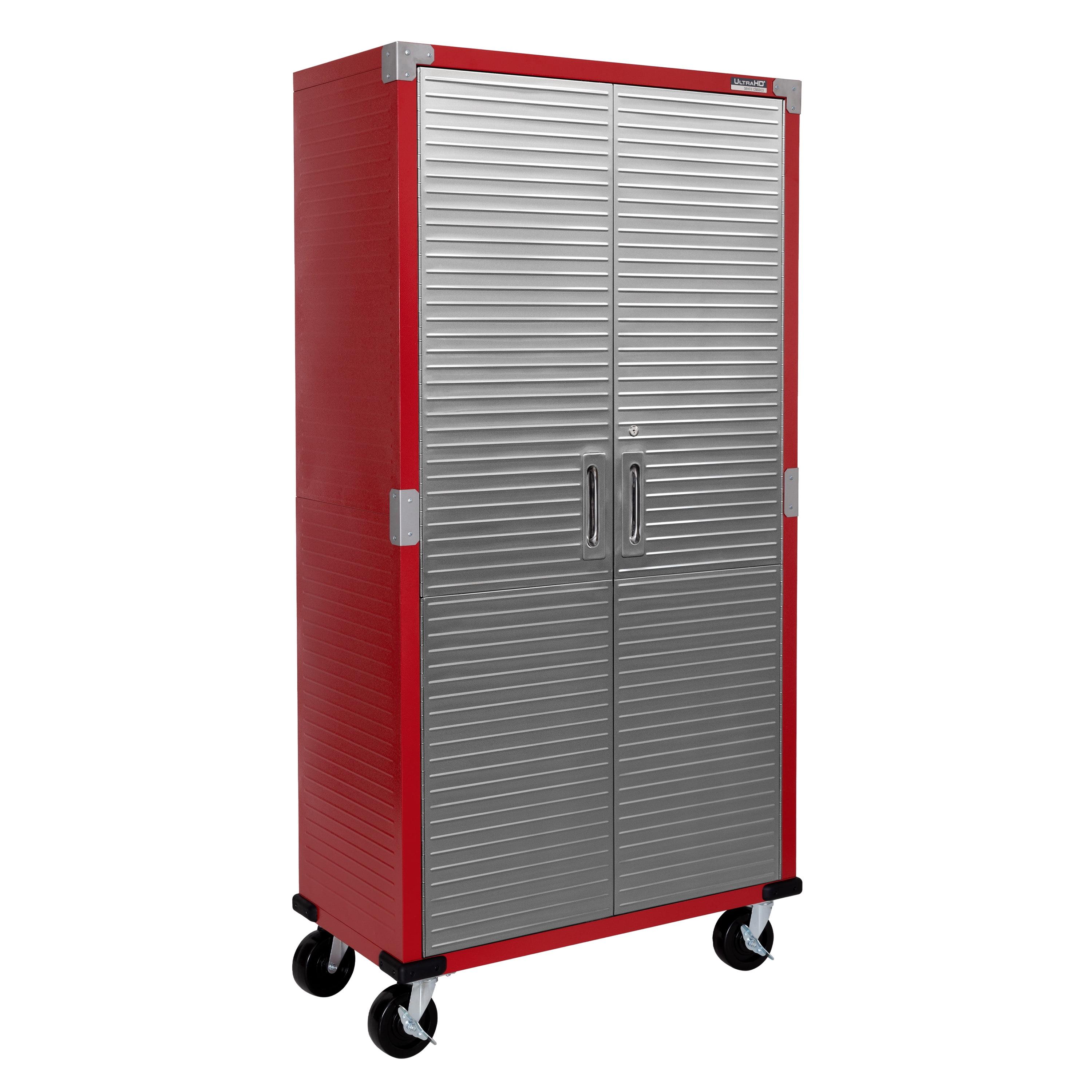 Seville Classics UltraHD Steel Body Lockable Storage Filing Cabinet Organizer Locker Shelving Unit 36" W x 18" D x 72" H, Red